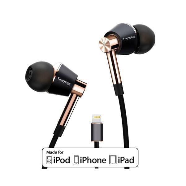 1more in-ear wired headphones gold 1more triple driver lightning in-ear headphone