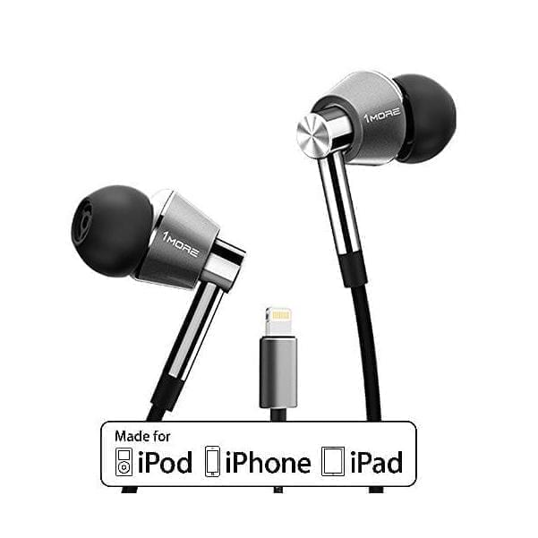 1more in-ear wired headphones silver 1more triple driver lightning in-ear headphone