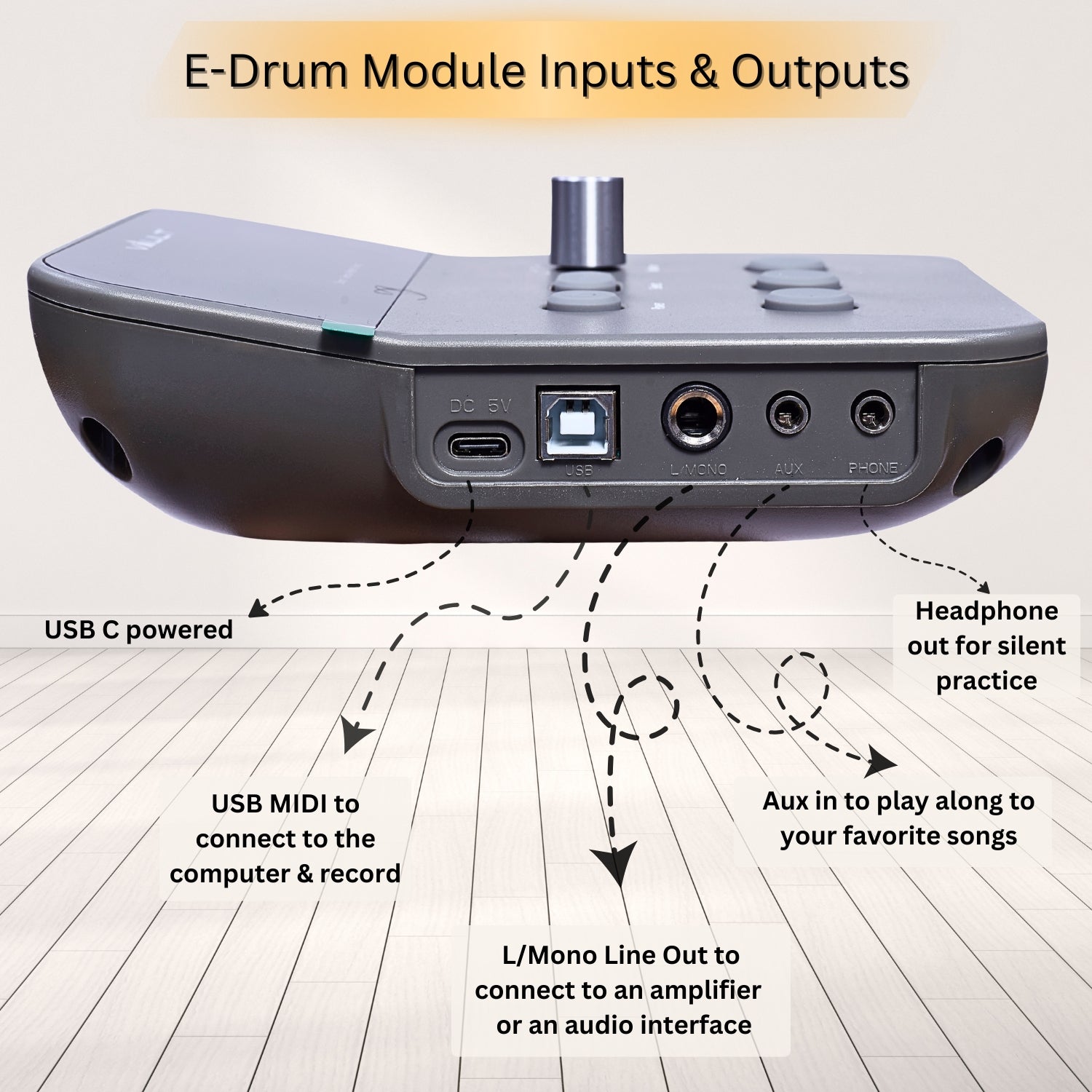 Vault Impact Junior Electronic Drum Kit for Kids with All-Mesh Pads, USB-C Module and 60+ Built-In Sounds – Junior Sized for Kids Under 12