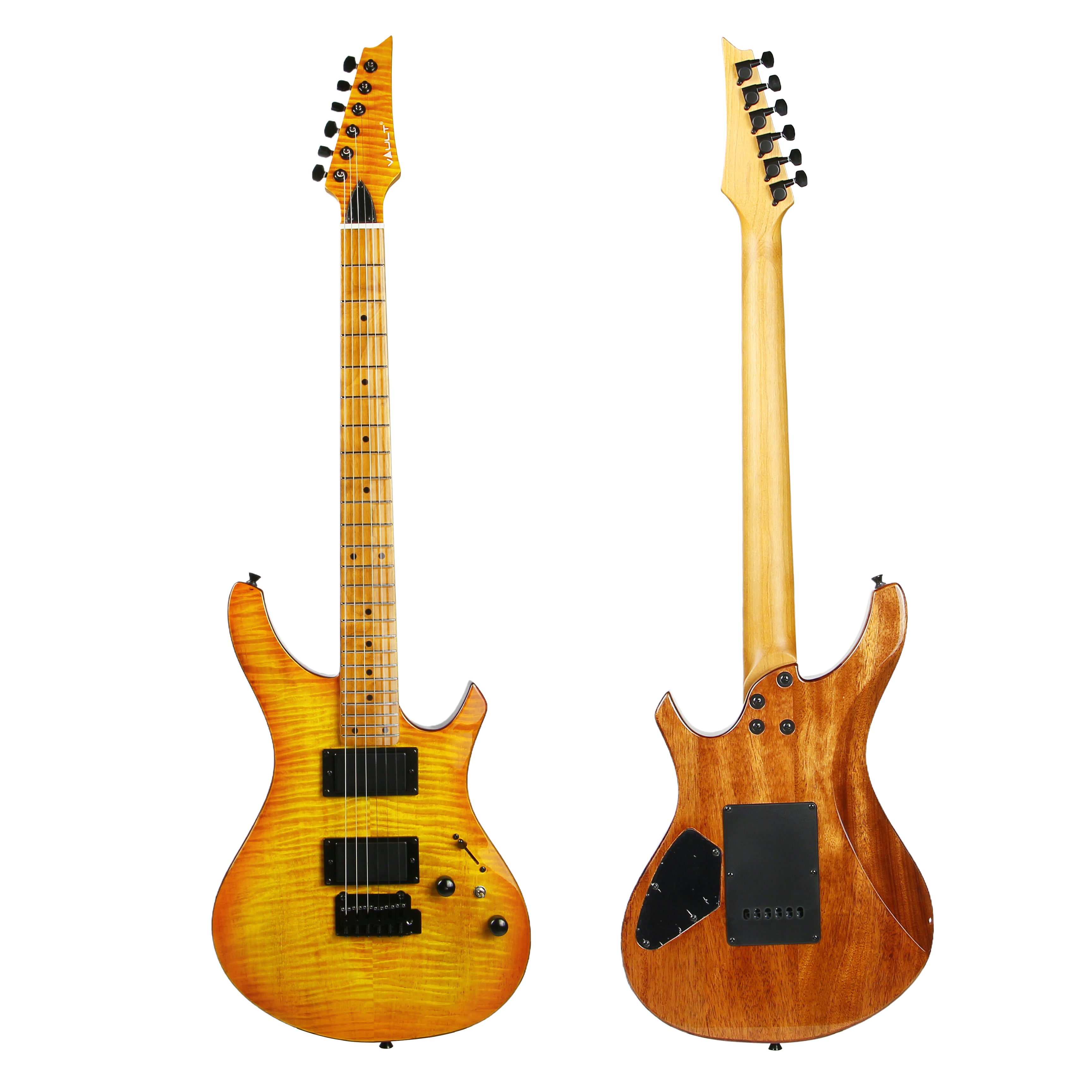 Vault Electric Guitars Vault RG2 Premium Electric Guitar with Dual Alnico 5 Humbuckers and Roasted Maple Neck #color_transparent-orange-flame-burst,fingerboard_roasted-maple