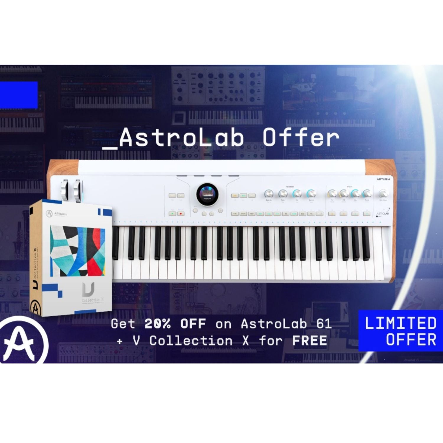 Arturia AstroLab 61-Key Avant-Garde Stage Keyboard Synthesizer, plus receive V Collection X absolutely free