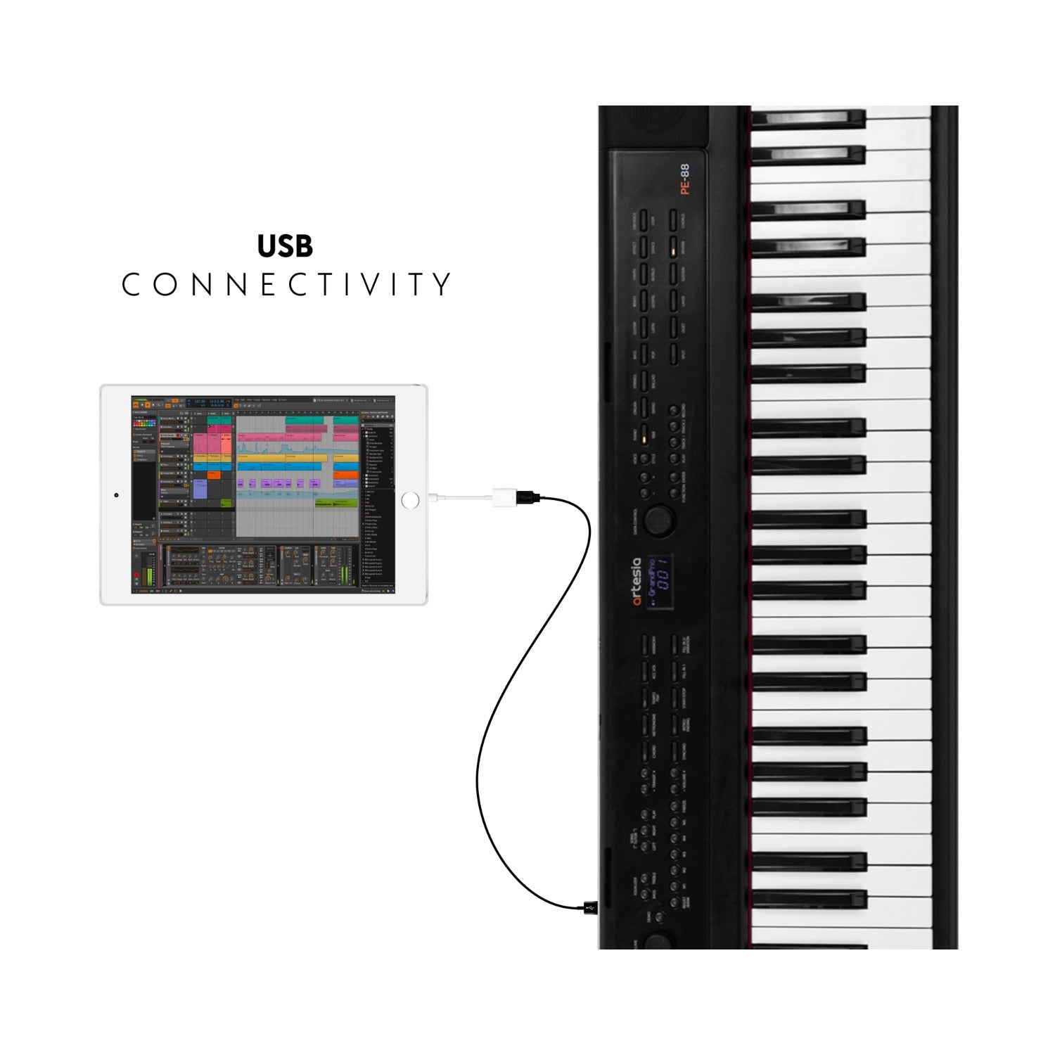 Artesia PE 88 Key Deluxe Digital Piano - Black