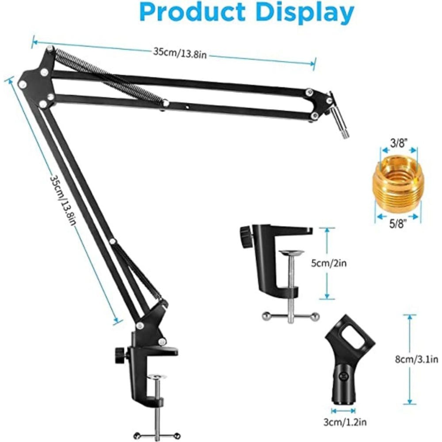 audio array microphone accessories audio array aa-06 microphone boom arm with adjustable suspension scissor arm stand, microphone stand, pop filter
