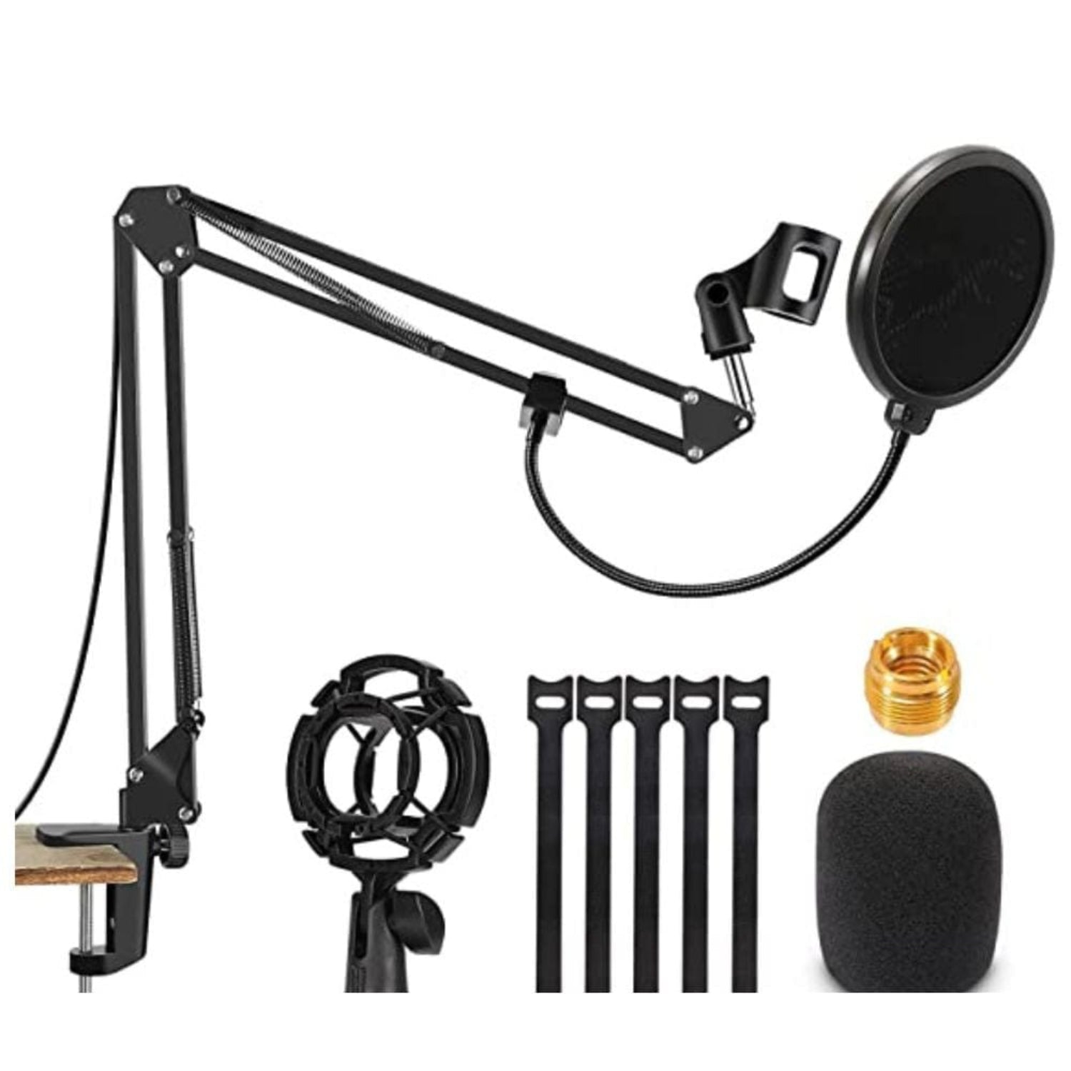 audio array microphone accessories audio array aa-06 microphone boom arm with adjustable suspension scissor arm stand, microphone stand, pop filter