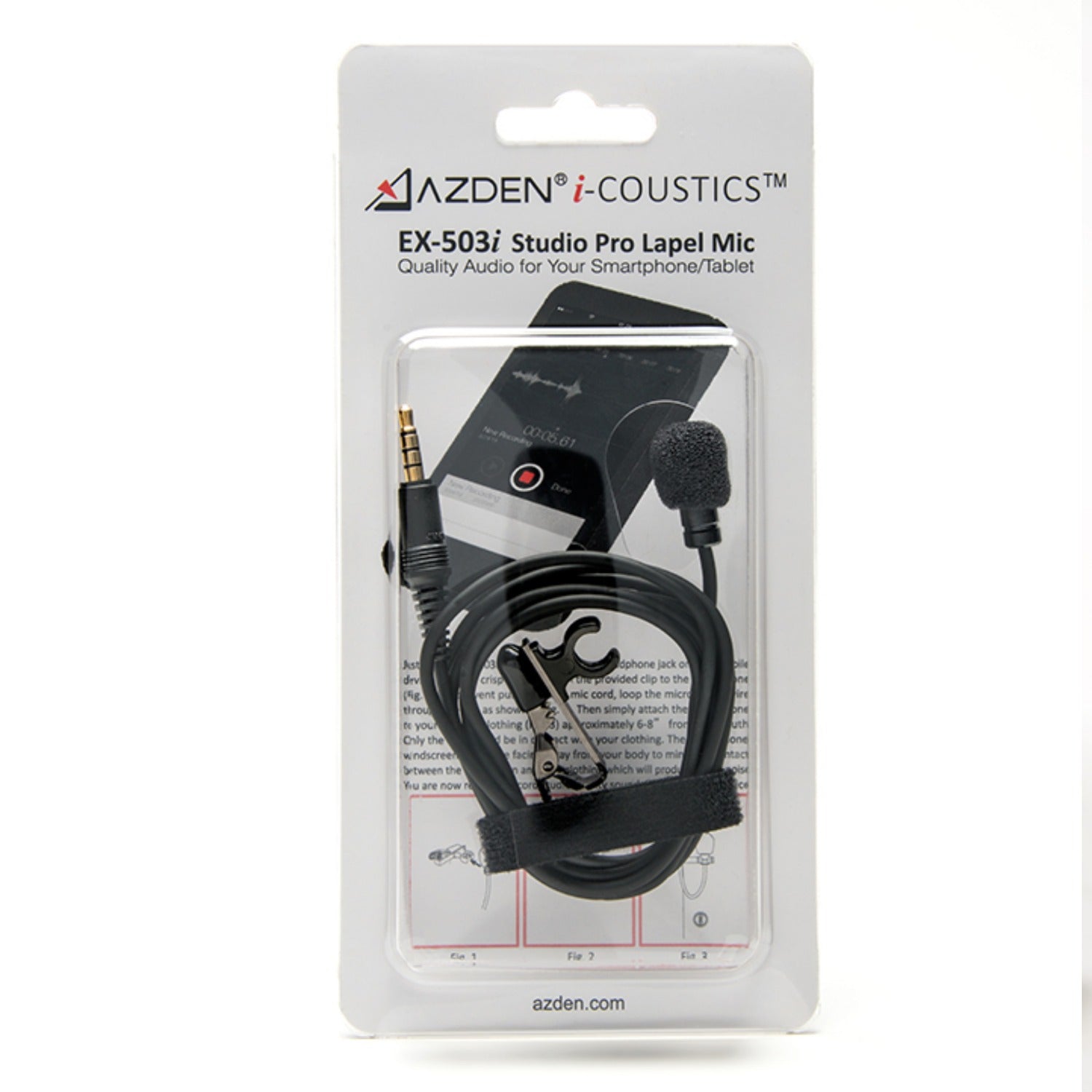 Azden EX-503i Studio Pro Lapel Microphone for Smartphones & Tablets