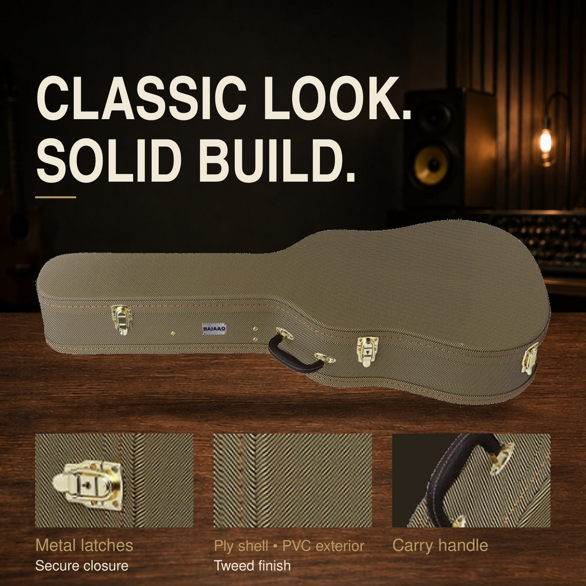 Bajaao Acoustic Guitar Hardshell Case in Tweed