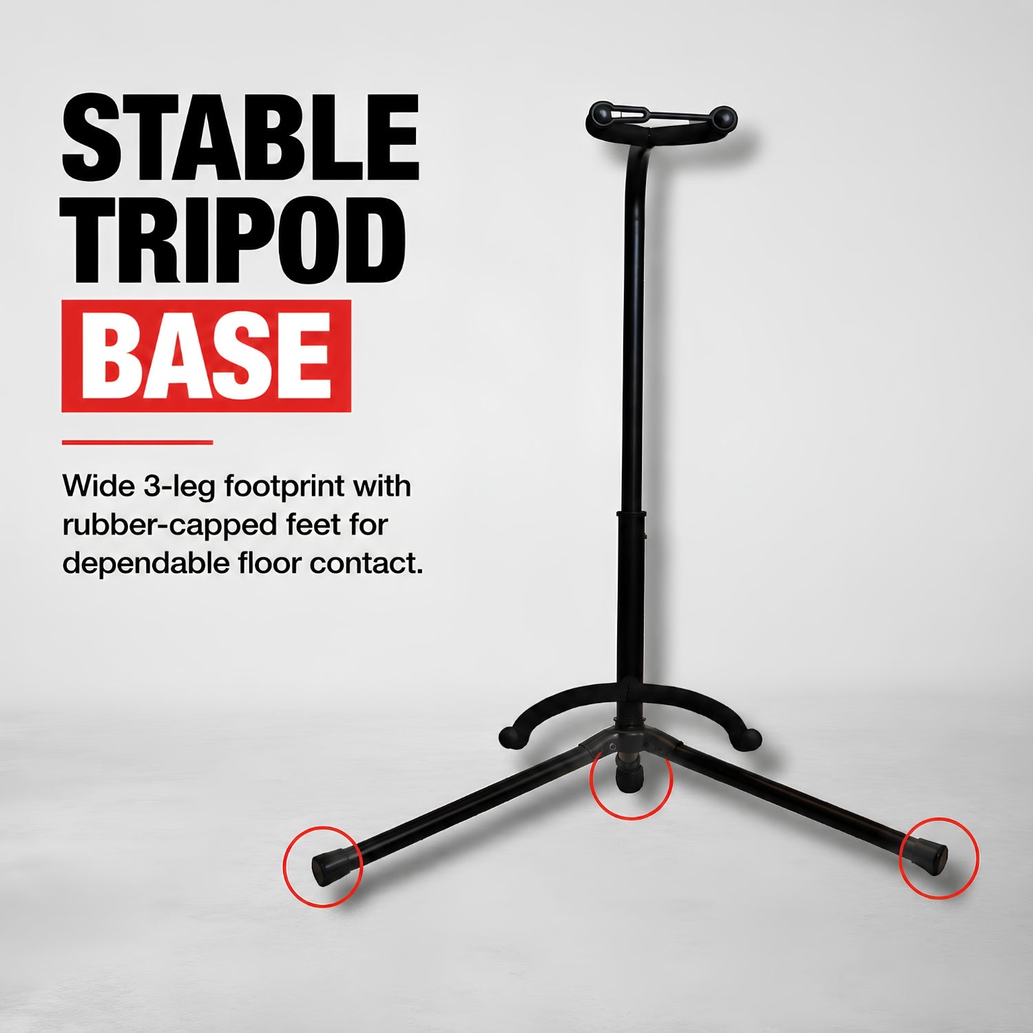 BAJAAO GS008 Adjustable Tripod Guitar Stand with Padded Neck Support, Foldable Guitar Cradle & Safety Retainer – Black
