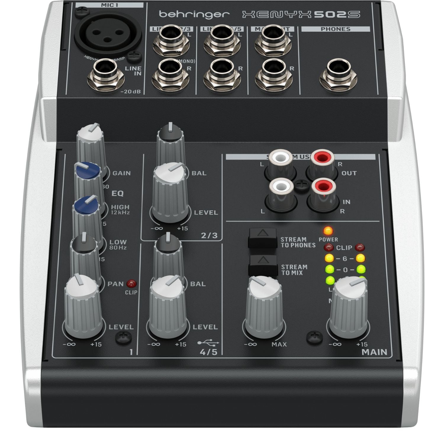 Behringer XENYX 502S Premium Analog 5-Input Mixer with USB Streaming Interface