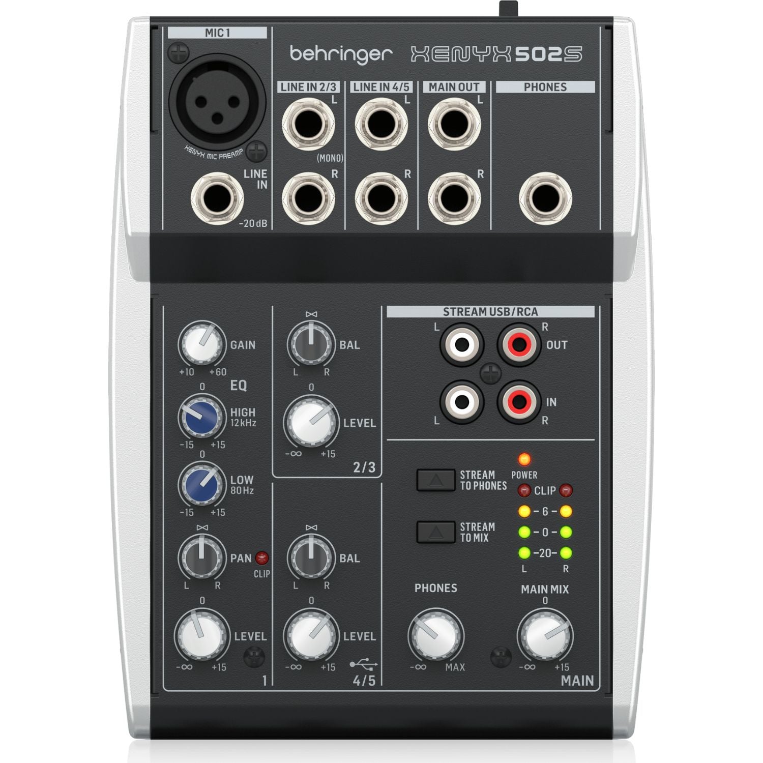 Behringer XENYX 502S Premium Analog 5-Input Mixer with USB Streaming Interface