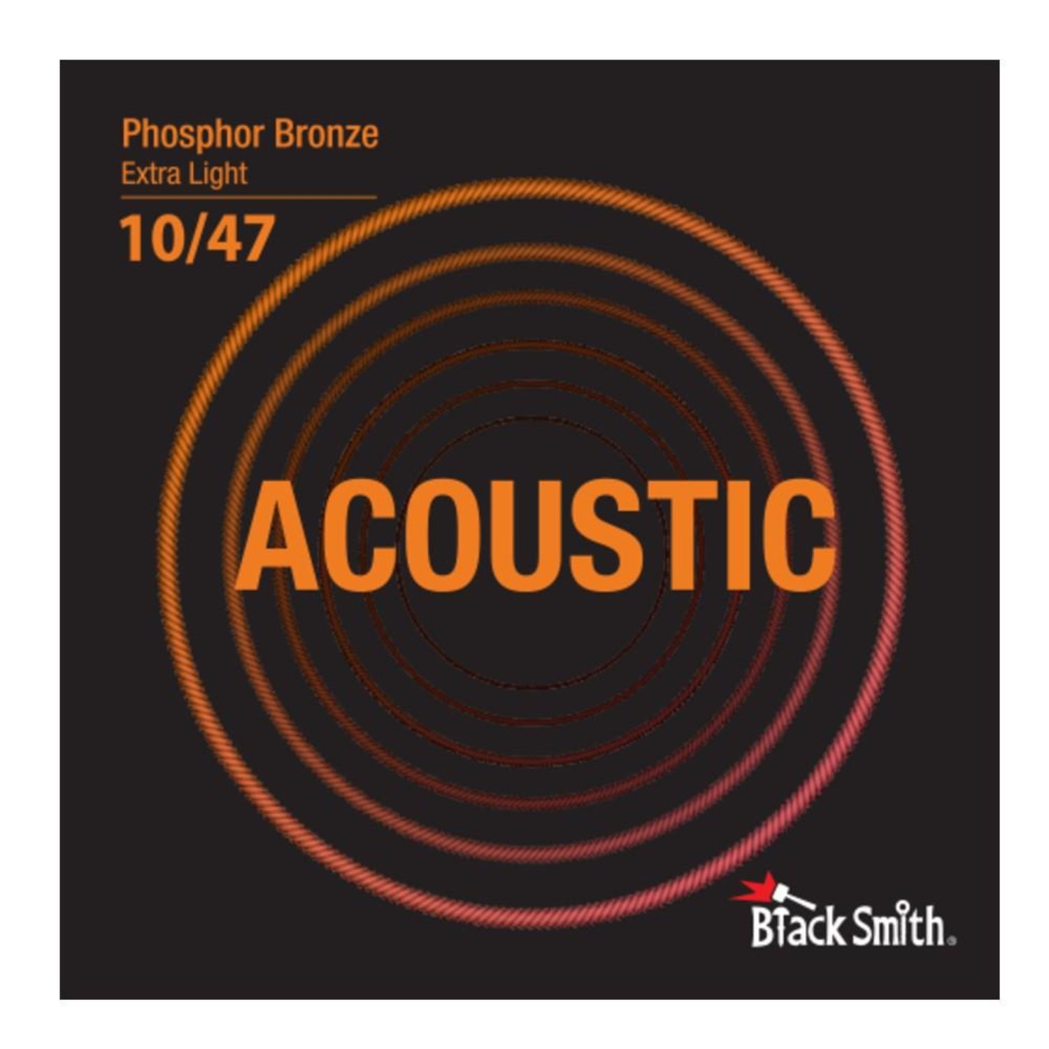 black smith acoustic guitar strings extra light - .010-.047 black smith phosphor bronze acoustic guitar strings #size_extra-light---.010-.047