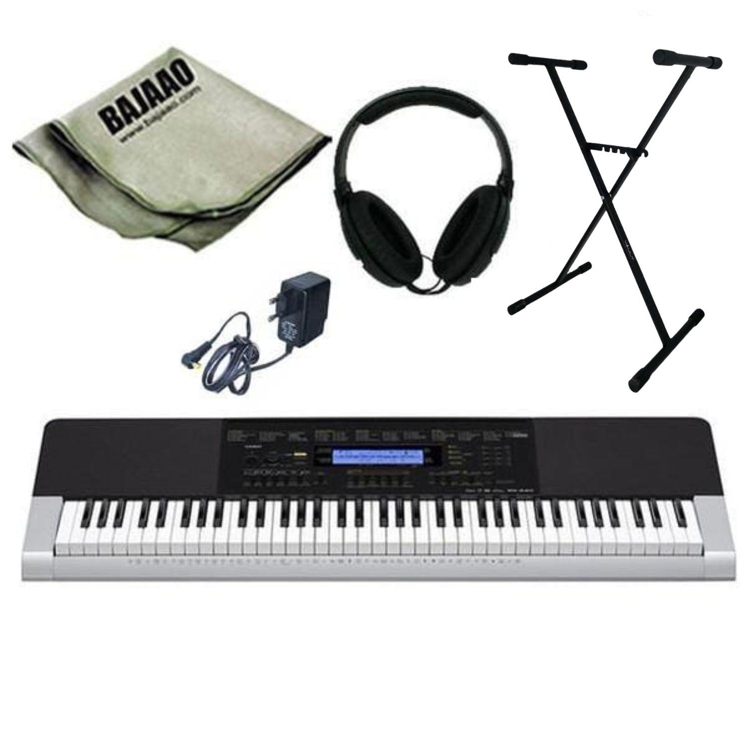 Casio WK-240 Keyboard with Stand, Headphones, Polishing Cloth and Power Adapter