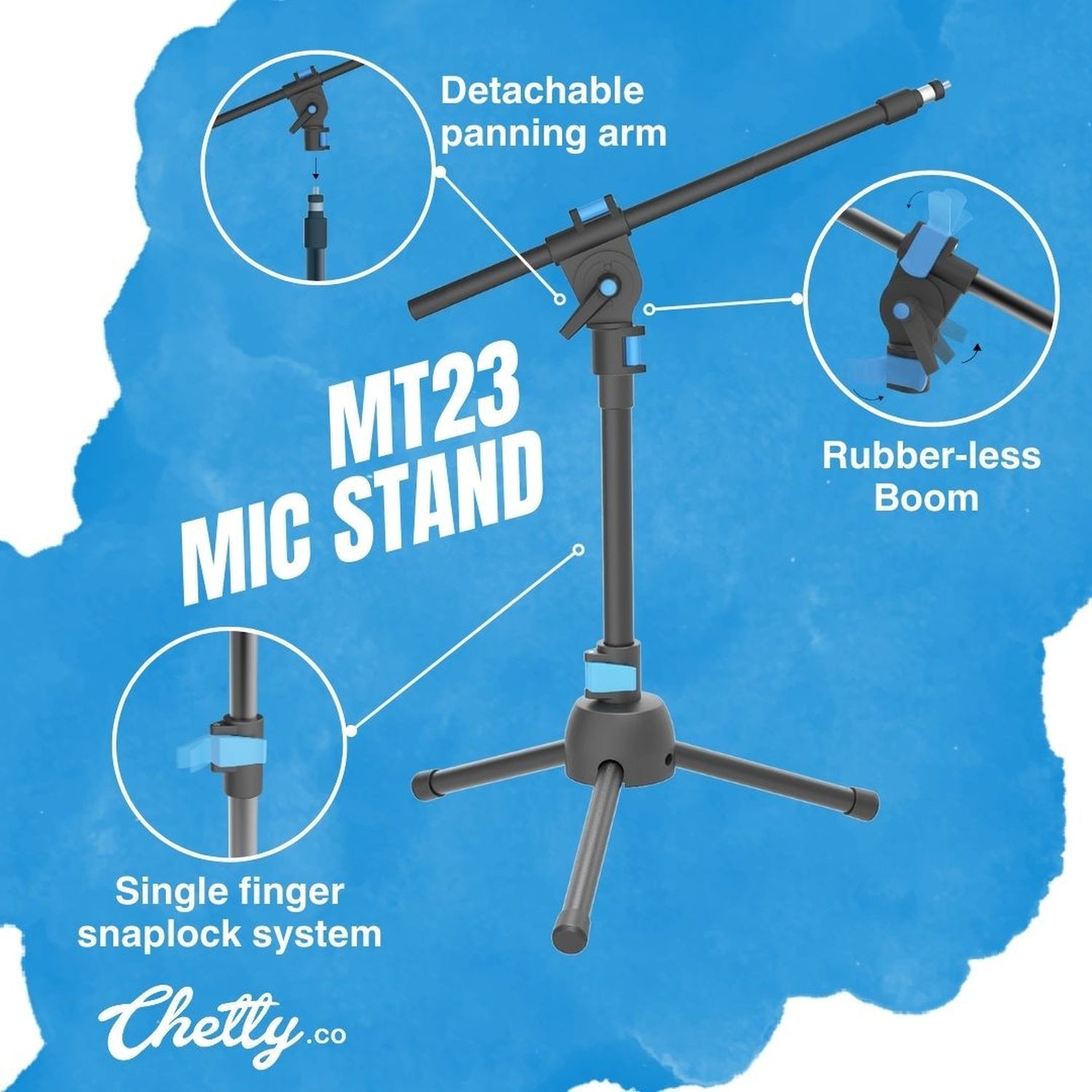Chetty MT23 Mini Microphone Stand with Detachable Boom Arm