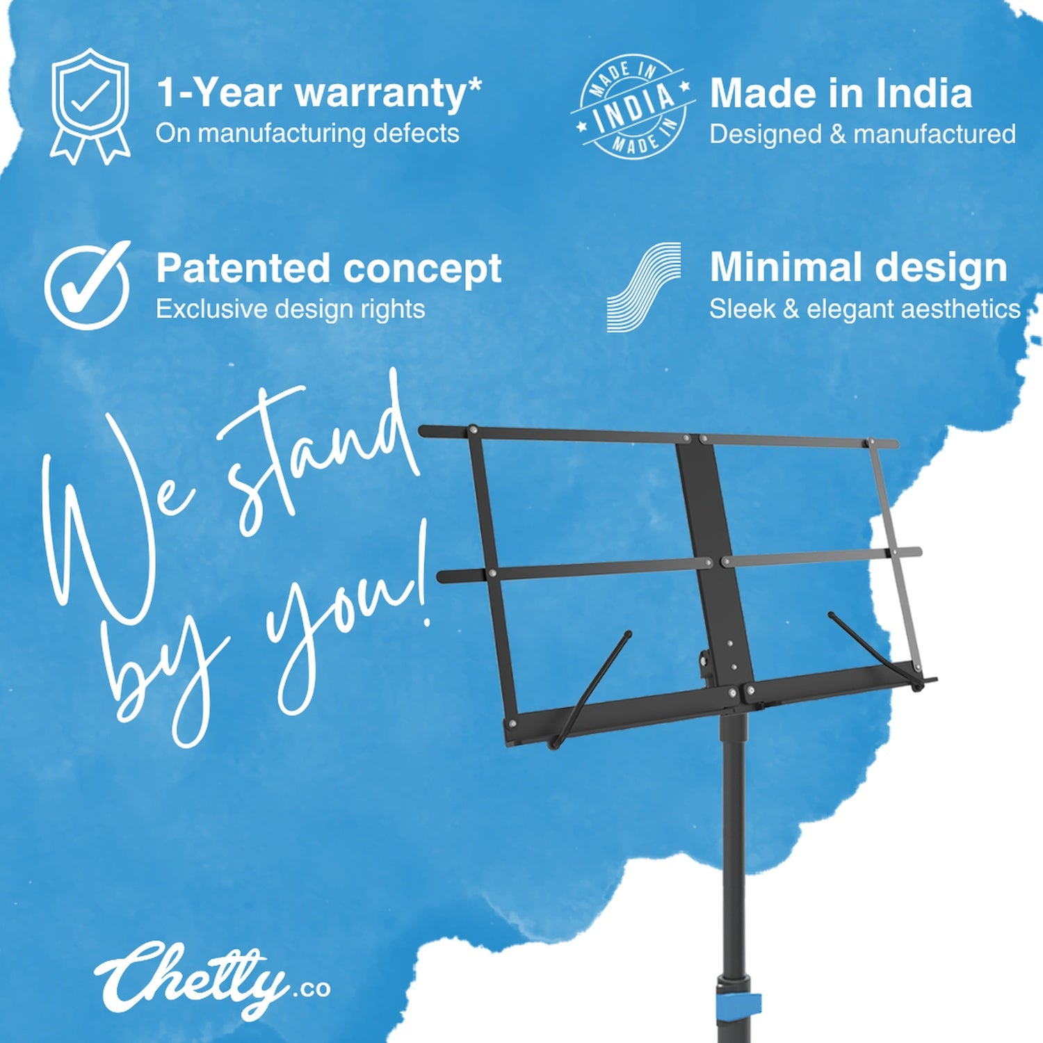 Chetty RT23 Collapsible Tripod Music Stand with Detachable Music Mount