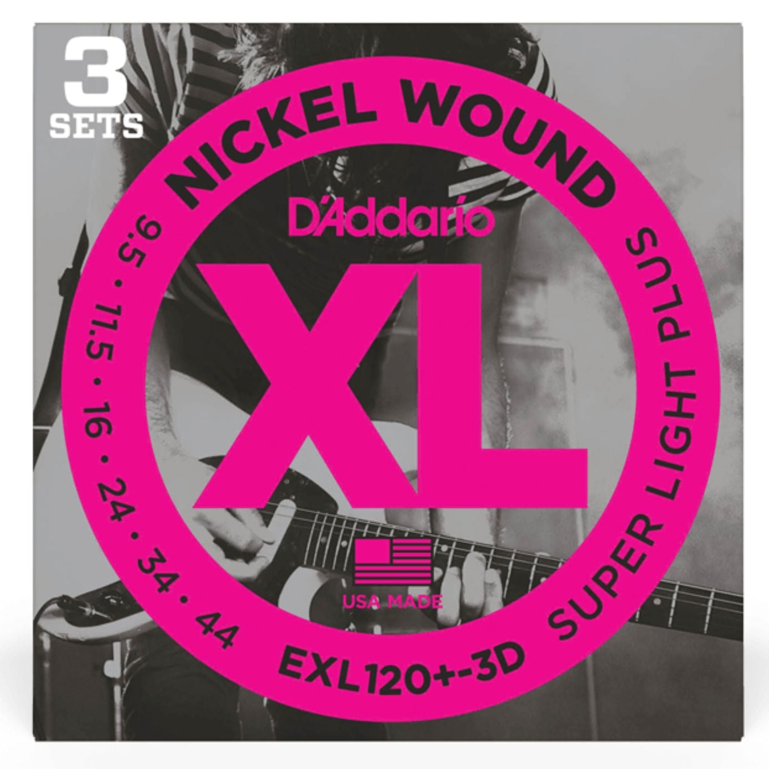 D'Addario EXL120+-3D Super Light Plus Electric Guitar Strings - Pack of 3