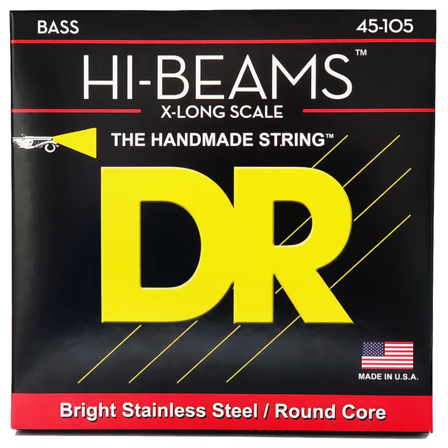 DR LMR-45 Hi-Beam Stainless Steel X-Long Medium Bass Guitar Strings Set - .045-.105