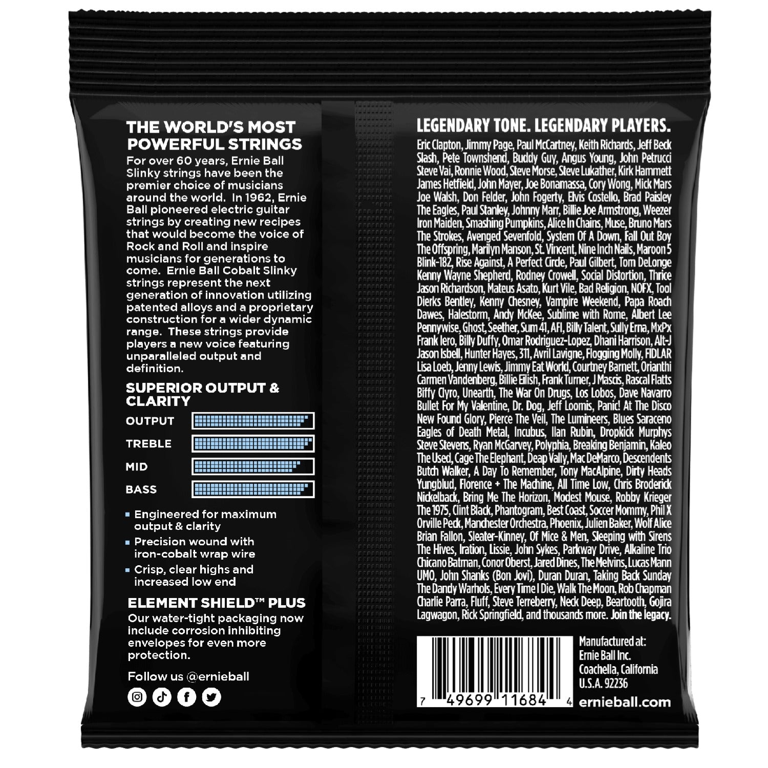 Ernie Ball 2712 Primo Slinky Cobalt Electric Guitar Strings - 9.5-44