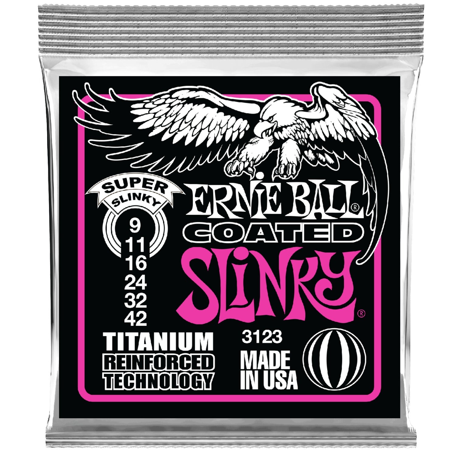 Ernie Ball 3123 Super Slinky Coated Titanium RPS Electric Guitar String Set - 9-42