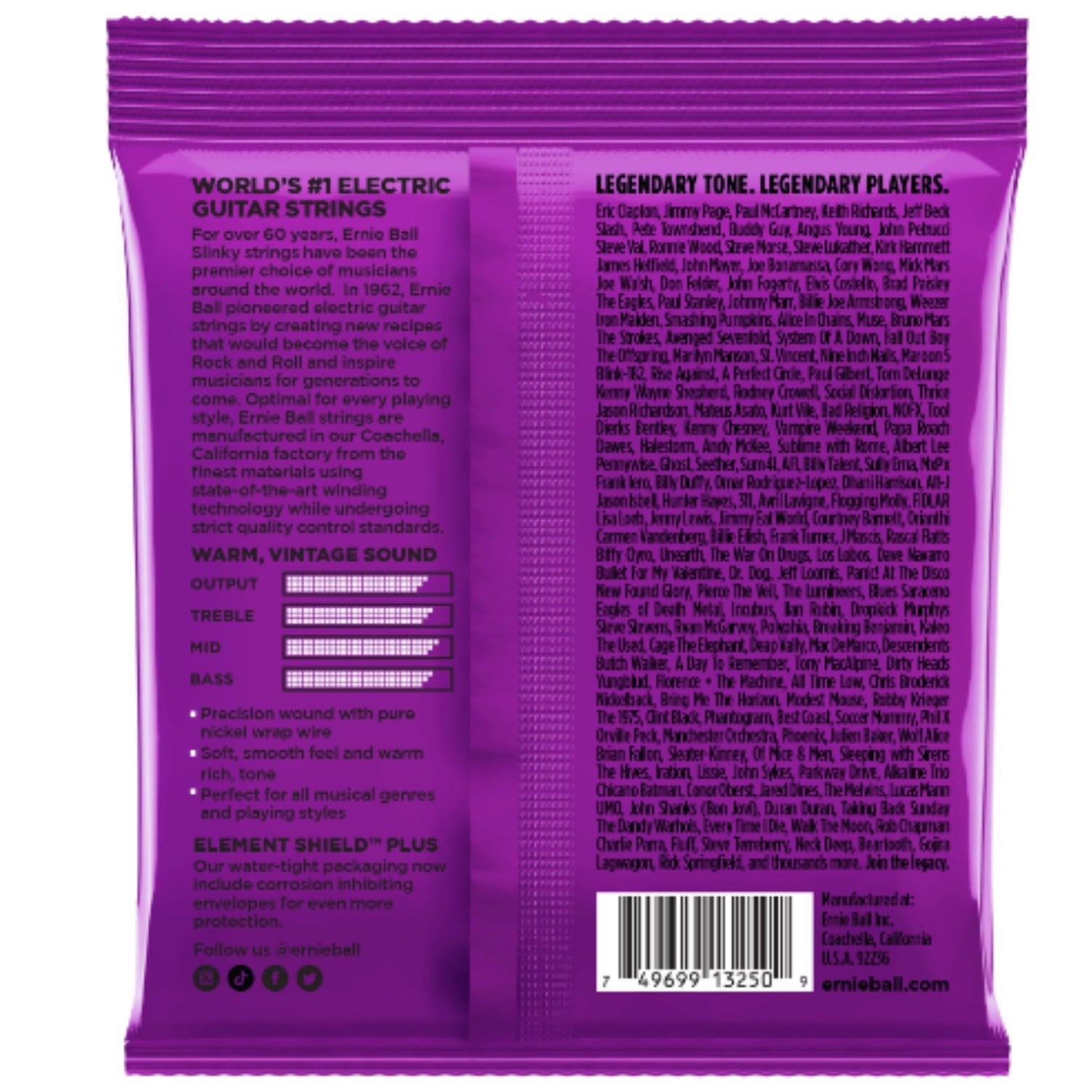 Ernie Ball 3250 Power Slinky Classic Pure Nickel Electric Guitar Strings - Pack of 3 - .11-.48
