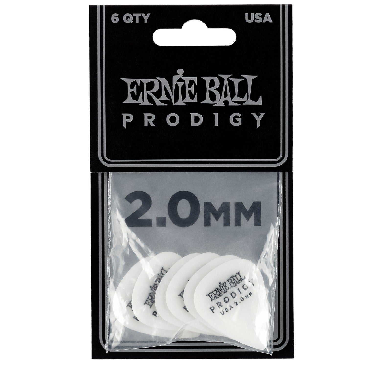 Ernie Ball 9202 2.0mm Standard Prodigy Guitar Picks - Pack of 6 - White