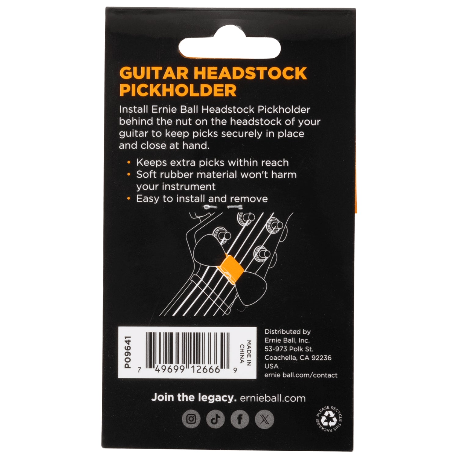 Ernie Ball Guitar Headstock Pickholder