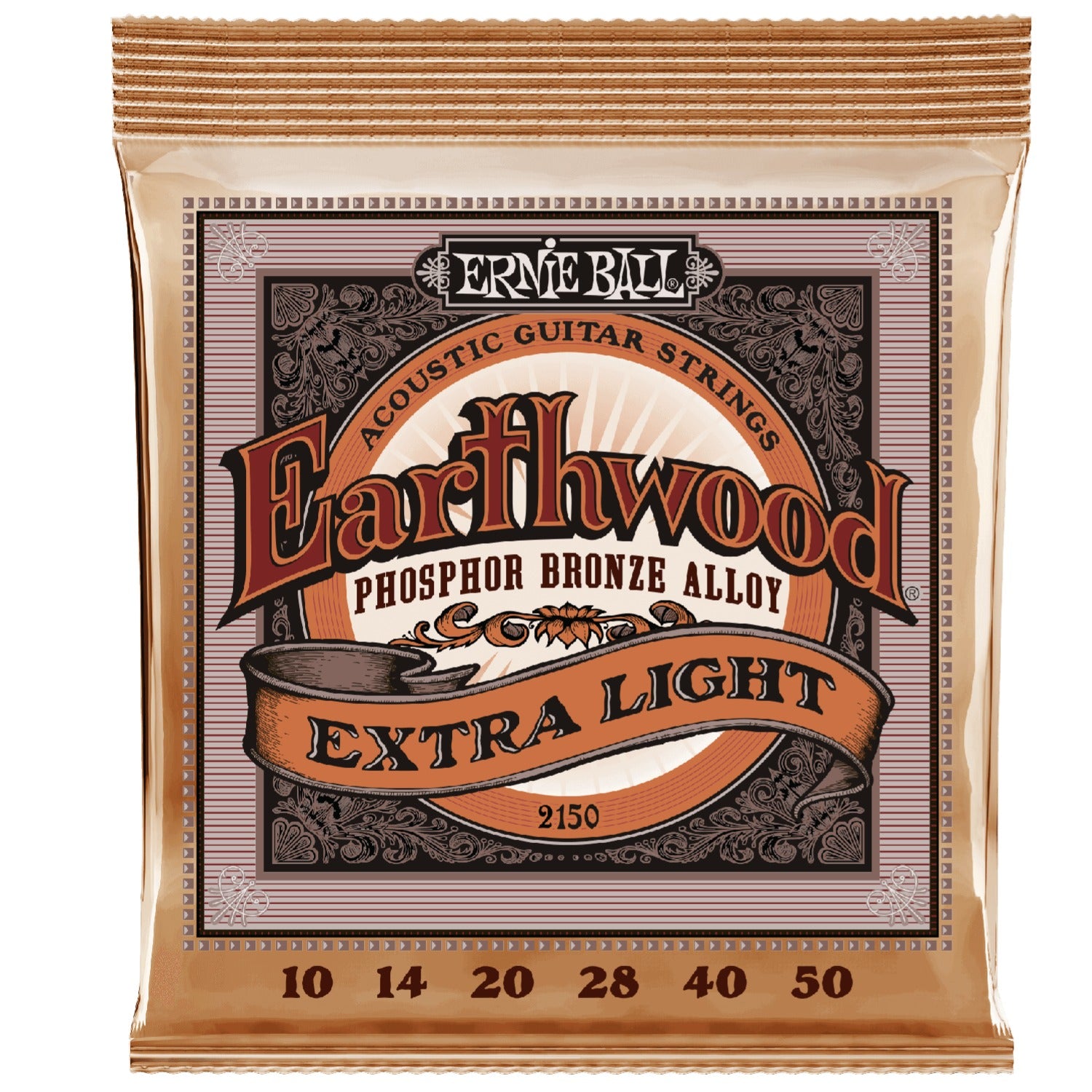 Ernie Ball 2150 Earthwood Phosphor Bronze Alloy Acoustic Guitar Strings - Extra Light