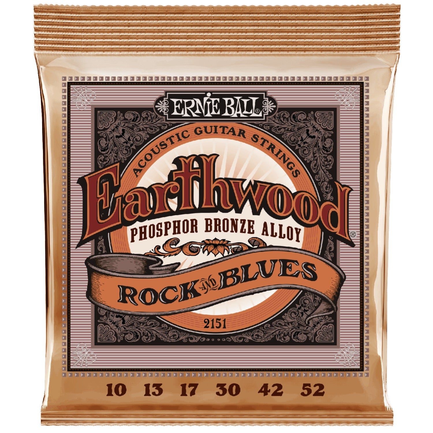 Ernie Ball 2151 Rock And Blues Earthwood Phosophor Bronze Acoustic Strings - .010-.052