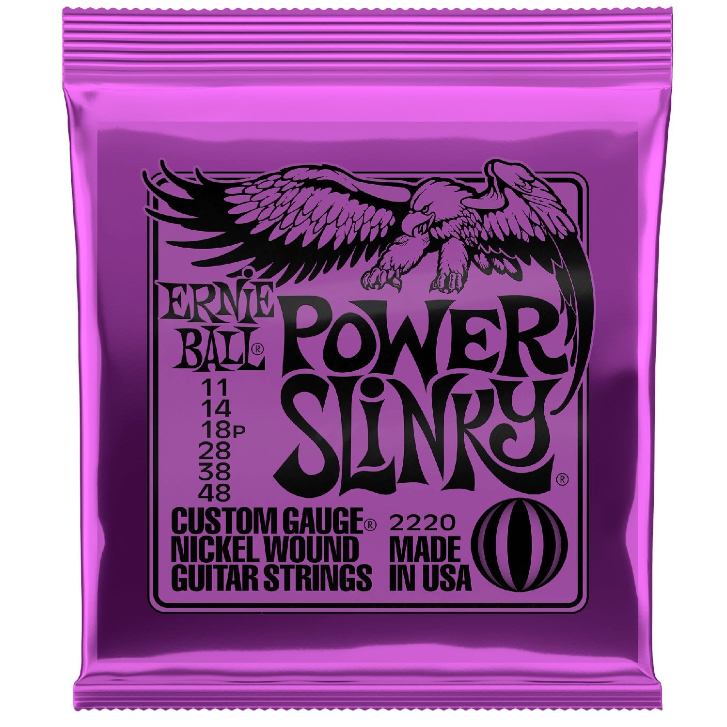 Ernie Ball 2220 Power Slinky Electric Guitar Strings, Nickel Wound