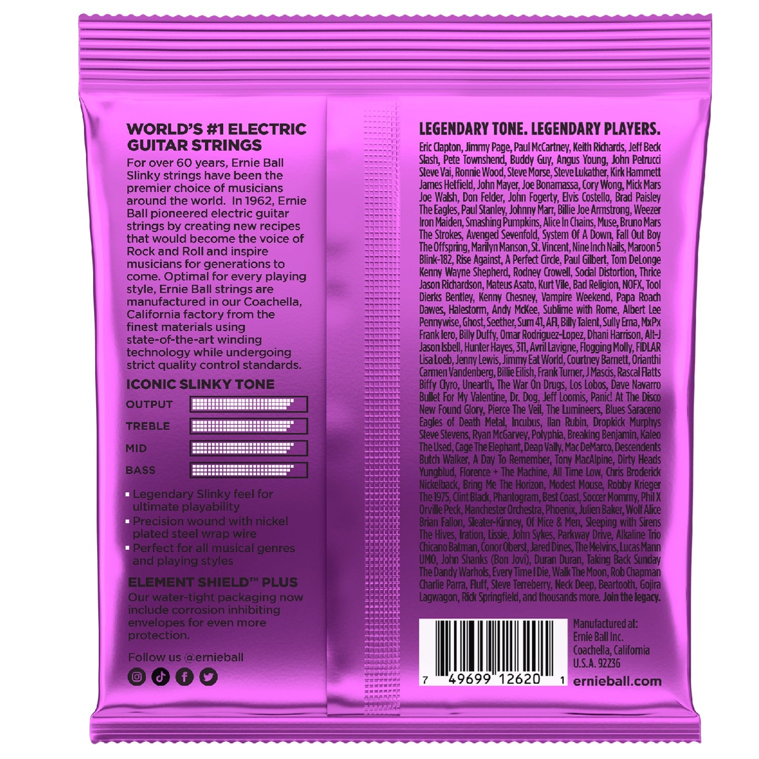 Ernie Ball 2620 Power Slinky Electric Guitar Strings, 7-String