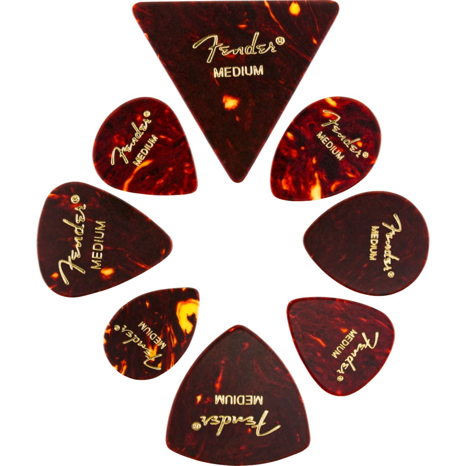 Fender Celluloid Shape Medley All Shapes Guitar Picks- Pack of 8