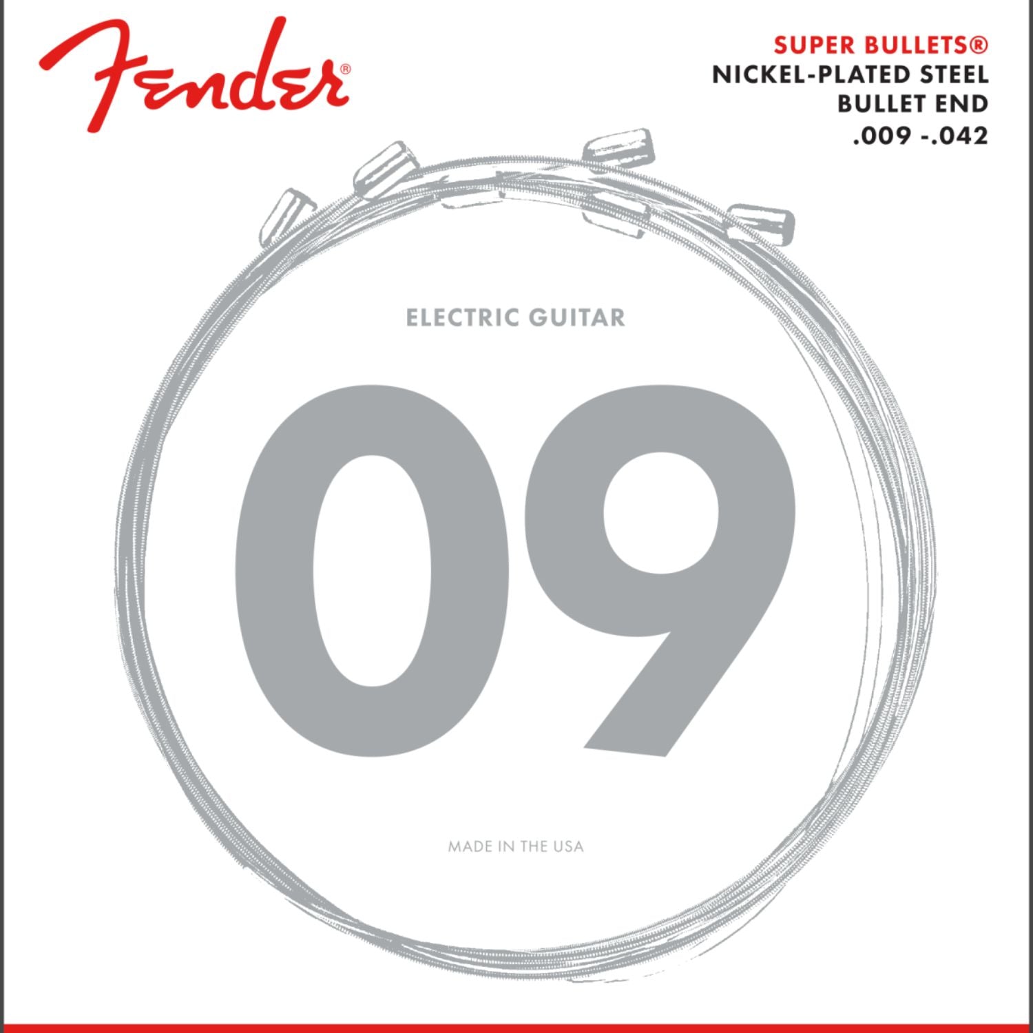 Fender 3250L Super Bullets Nickel Plated Steel Bullet End Electric Guitar Strings - 9-42