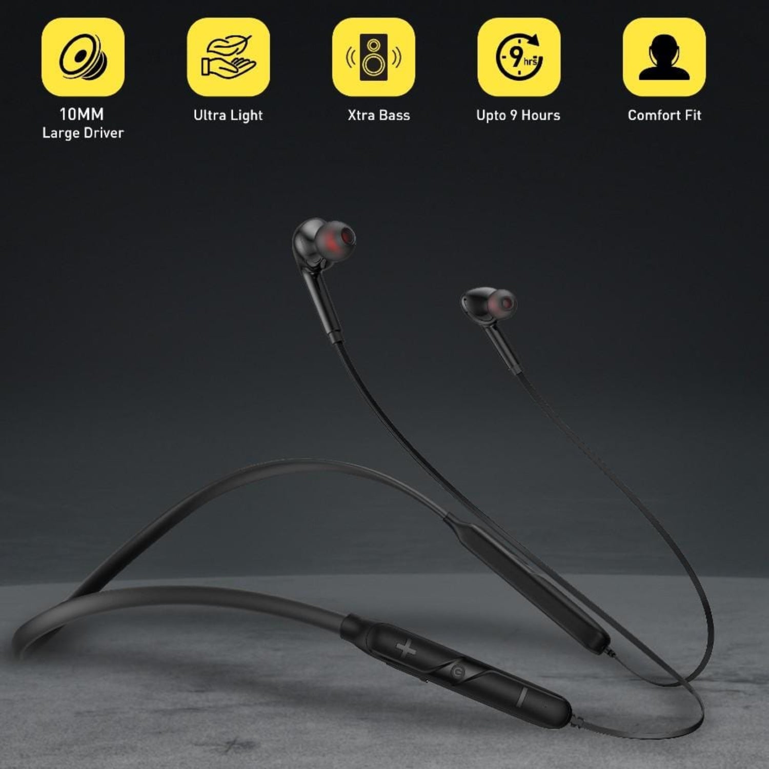 flix in-ear neckband headphones black flix (beetel) blaze bluetooth v5.0 wireless in ear comfortable sports neckband - black