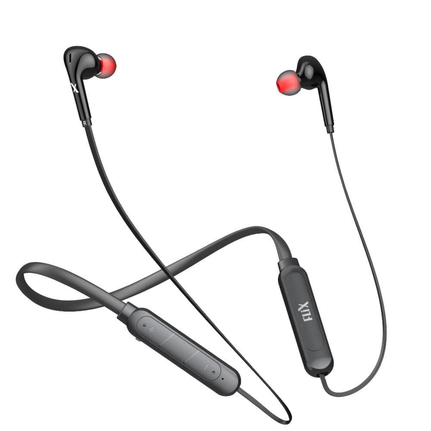 flix in-ear neckband headphones black flix (beetel) blaze bluetooth v5.0 wireless in ear comfortable sports neckband - black