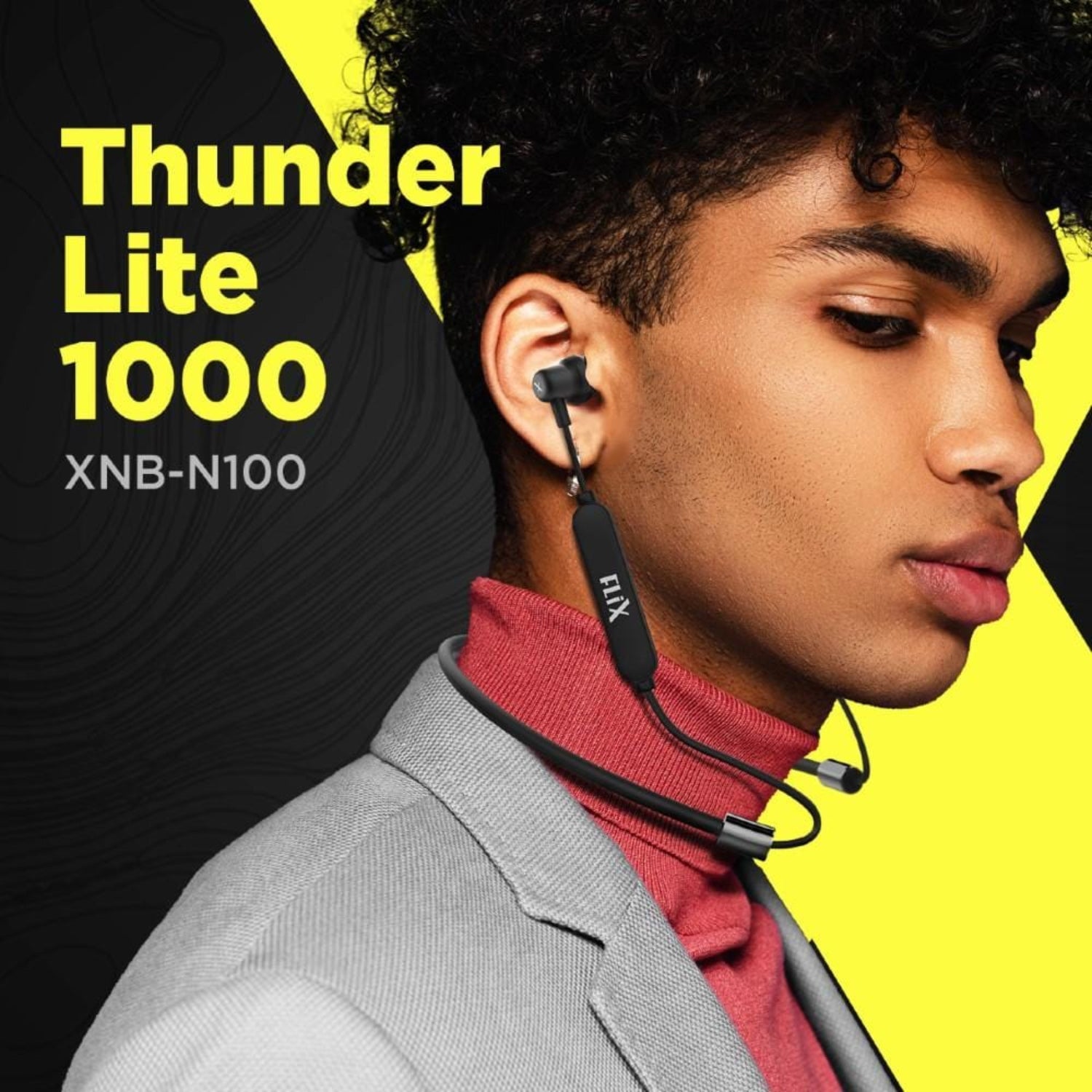 flix in-ear neckband headphones black flix (beetel) thunder lite 1000 bt 5.0 wireless in ear neckband- black