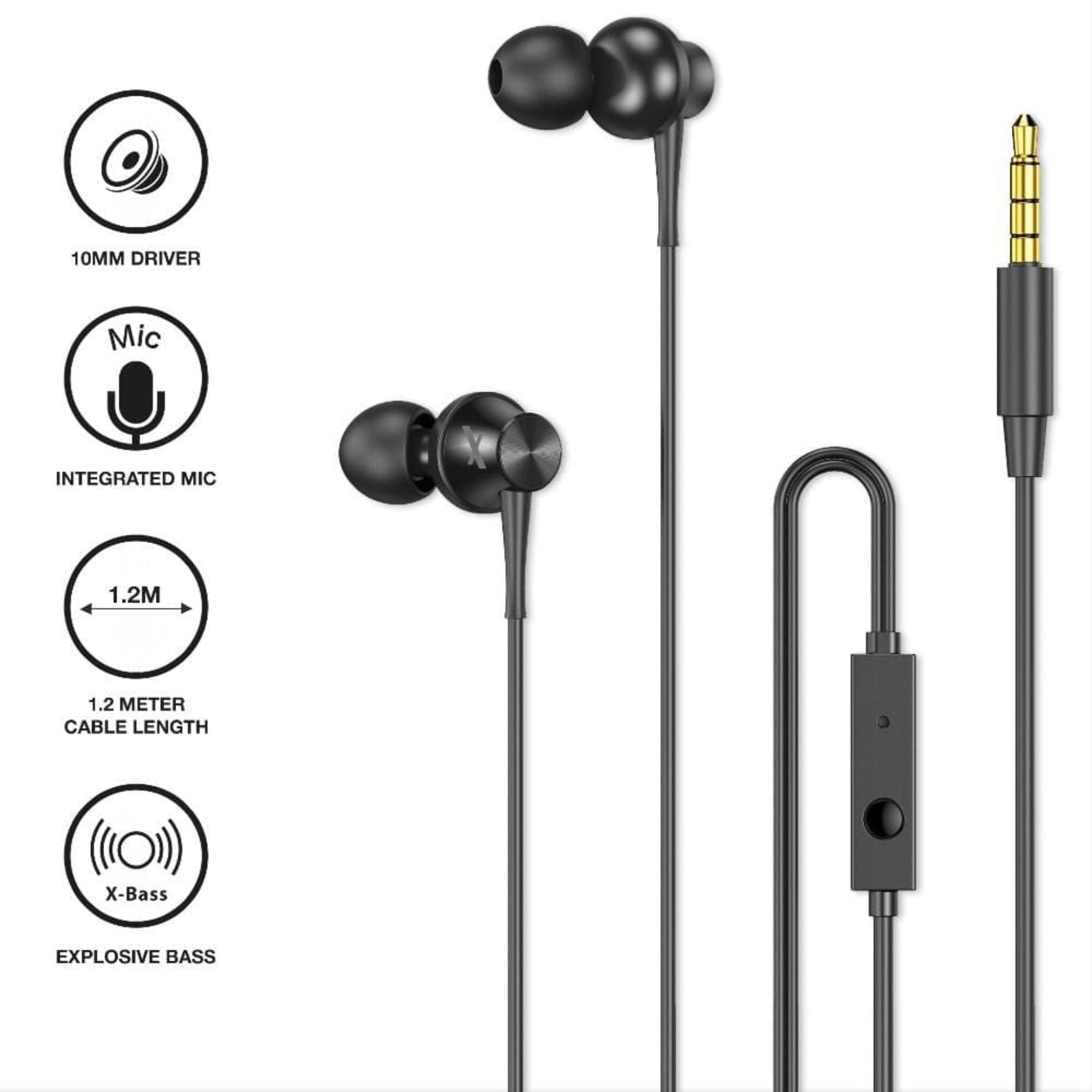 FLiX In-Ear Wired Headphones Black FLiX (Beetel) Tone 130 Wired Headset - Black