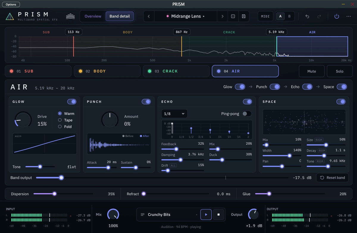 Yurtrock PRISM - Multiband Spatial FX Drum Plug-In