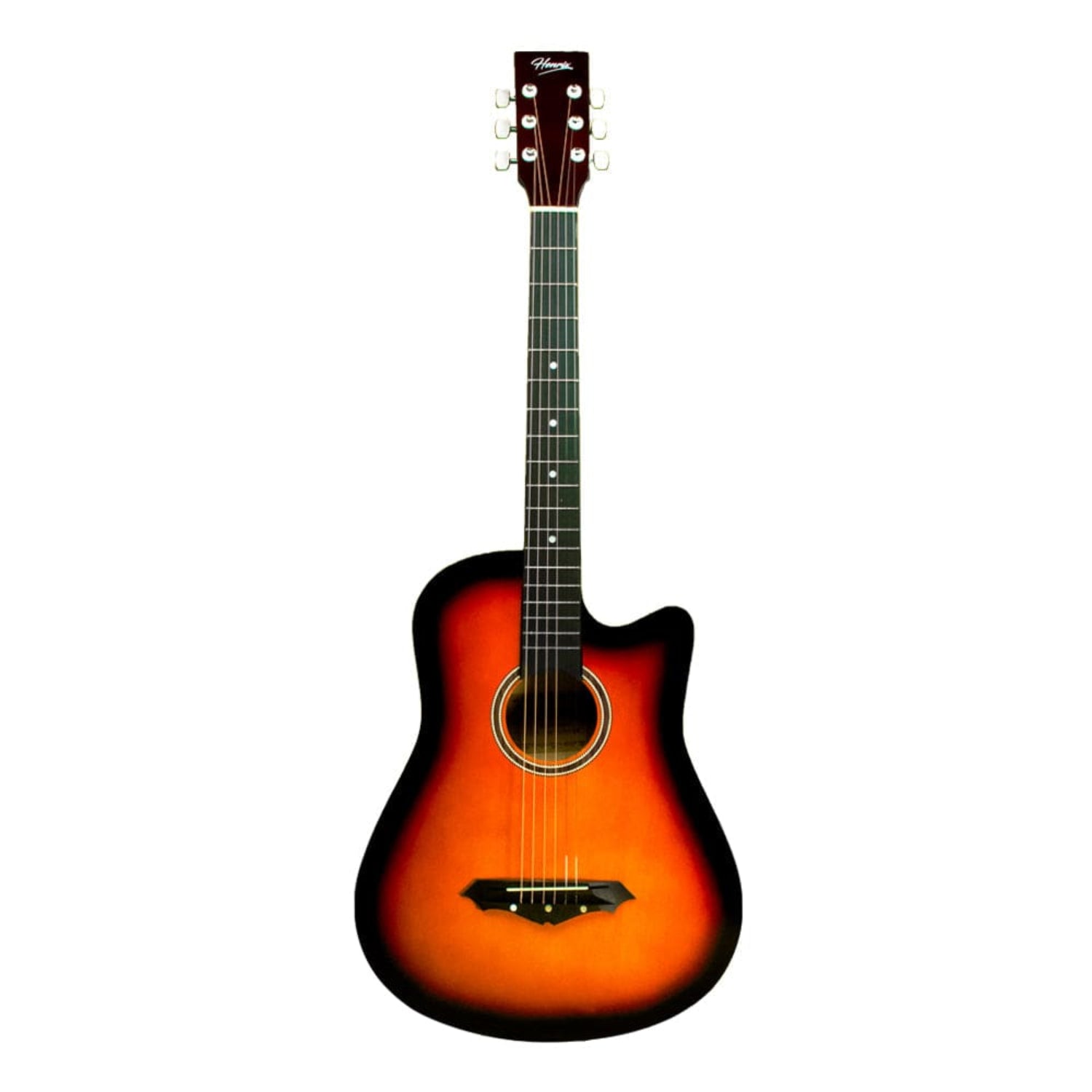 henrix acoustic guitars henrix 38c 38 inch cutaway acoustic guitar with dual action truss rod, gigbag, picks, string set, strap, cloth & ebook #model_standard,color_sunburst,orientation_right-handed