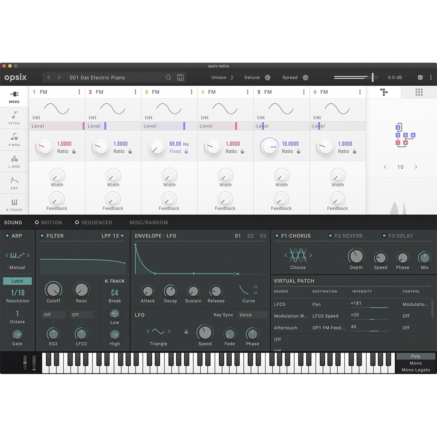 Korg OPSIX SE 61 Key Altered FM Synthesizer