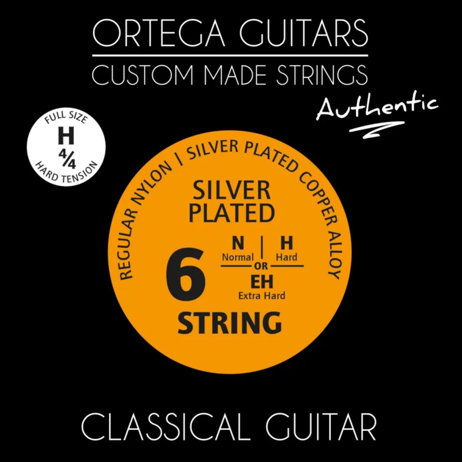 Ortega NYA44H Silver Plated Hard Tension Classical Guitar Strings