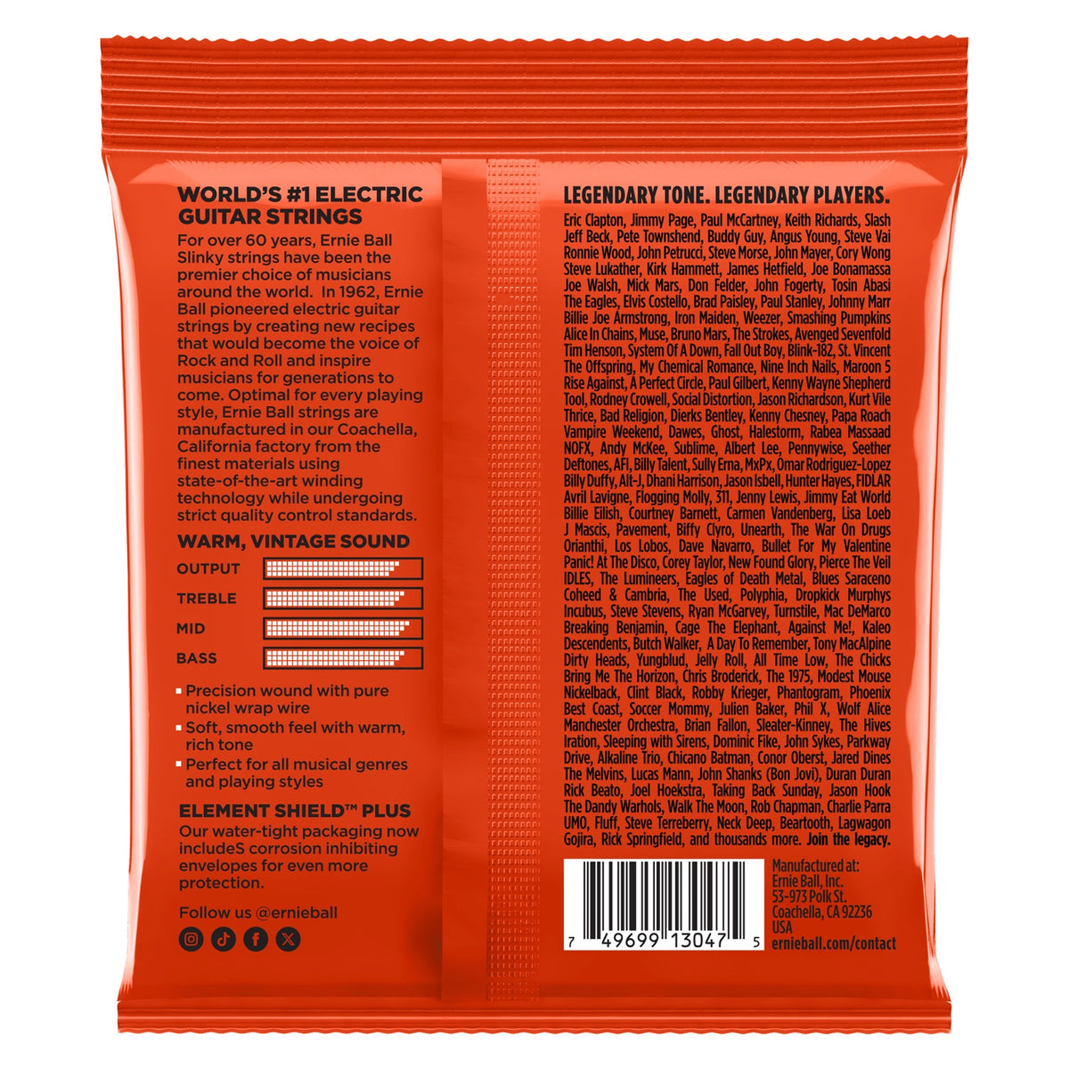 Ernie Ball Slinky Classic Rock N Roll Skinny Top Heavy Bottom Electric Guitar Strings - 10-52