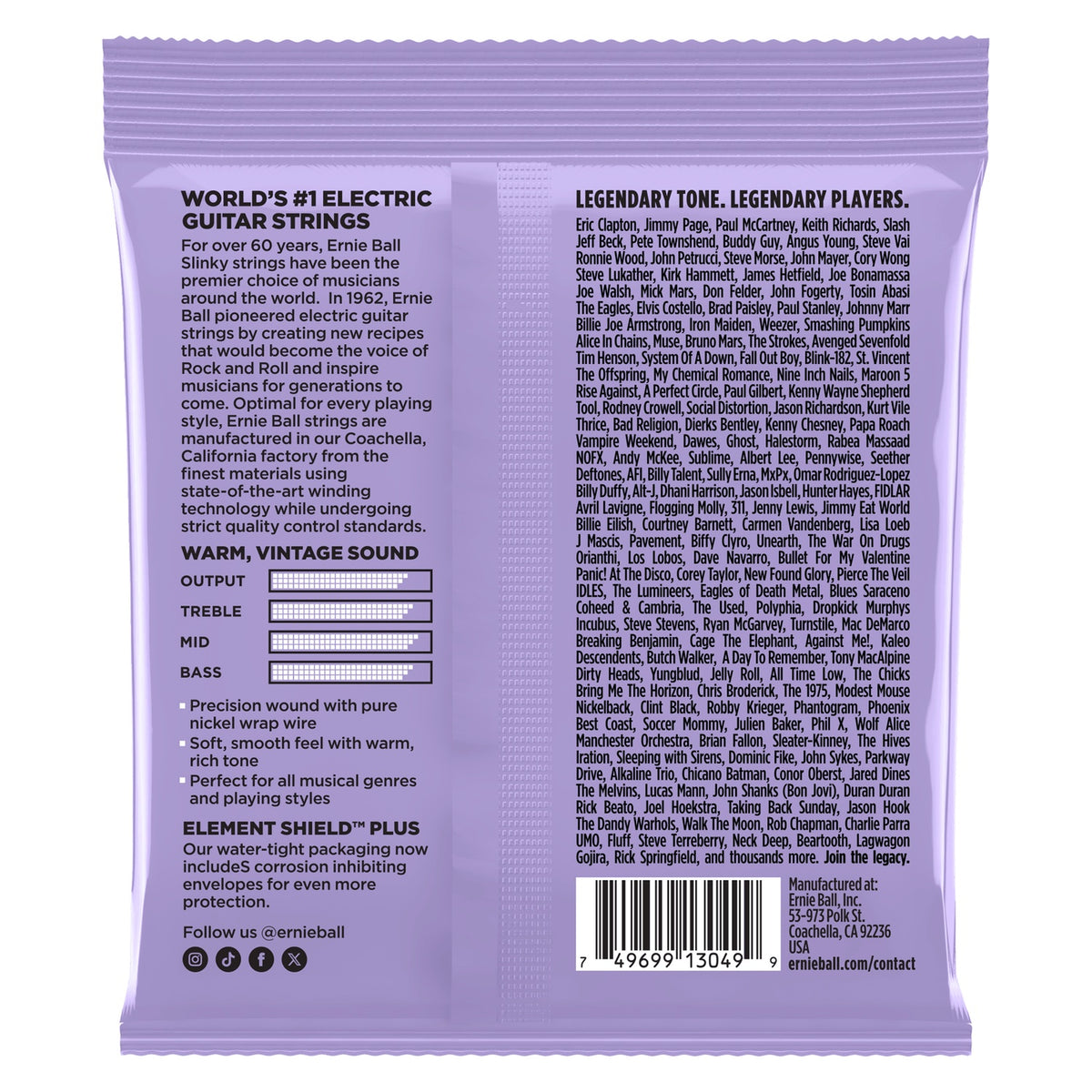 Ernie Ball Ultra Slinky Classic Rock N Roll Pure Nickel Electric Guitar Strings - 10-48