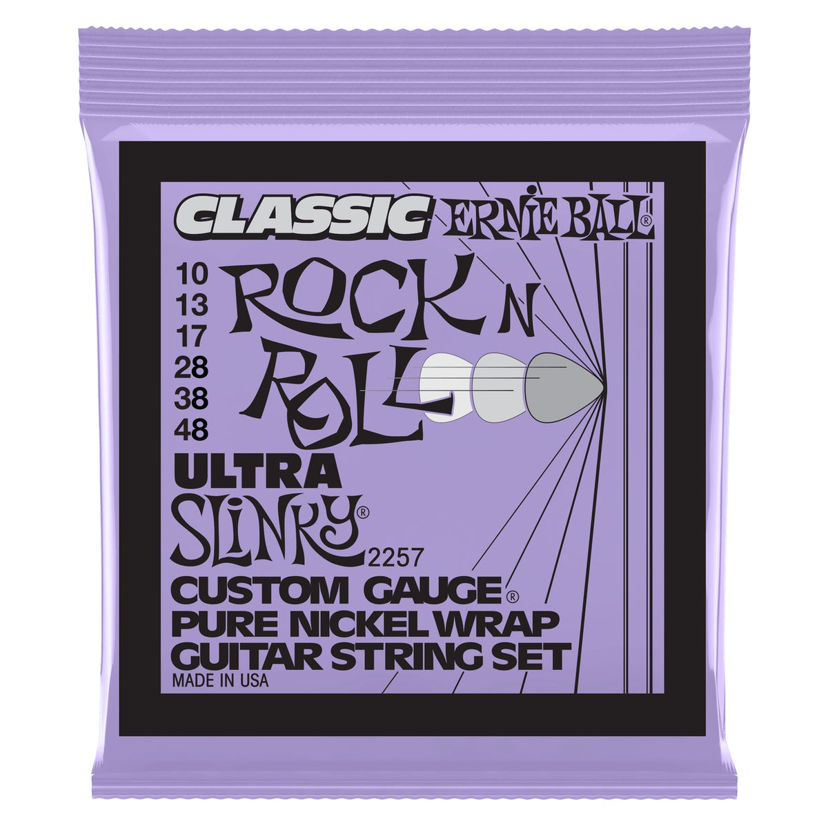 Ernie Ball Ultra Slinky Classic Rock N Roll Pure Nickel Electric Guitar Strings - 10-48