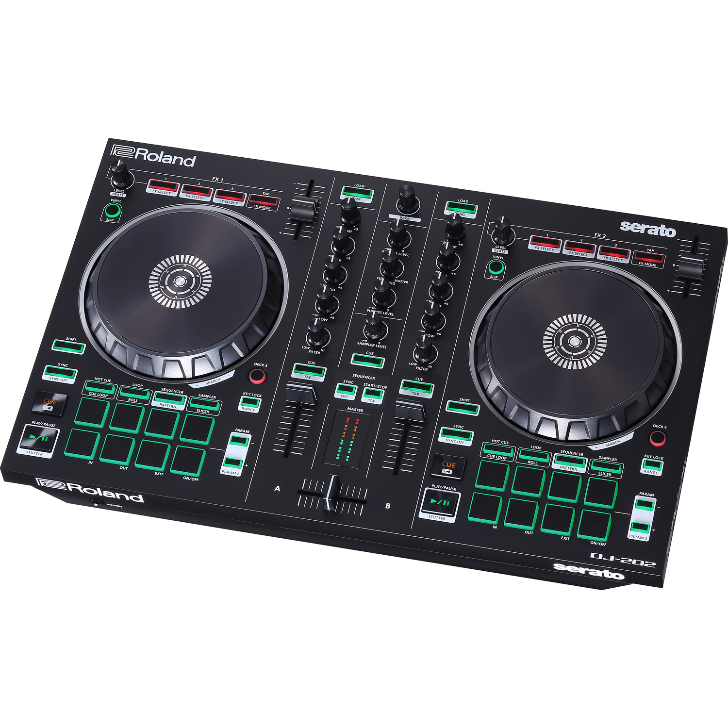 Roland DJ 202 2 Channel 4 Deck DJ Controller Interfaces