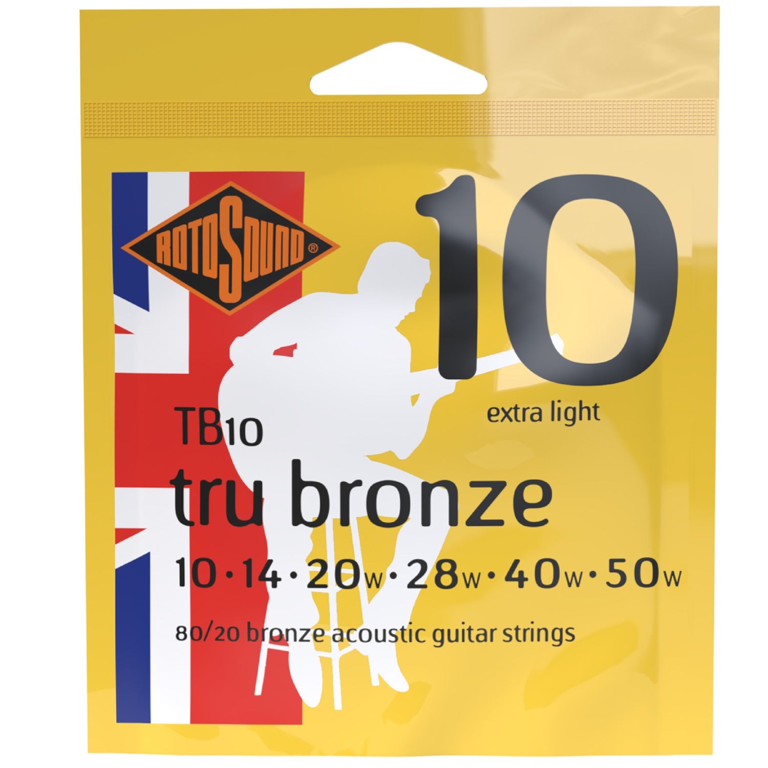 Rotosound Tru Bronze TB10 Brass Alloy Acoustic Guitar Strings, 10-50