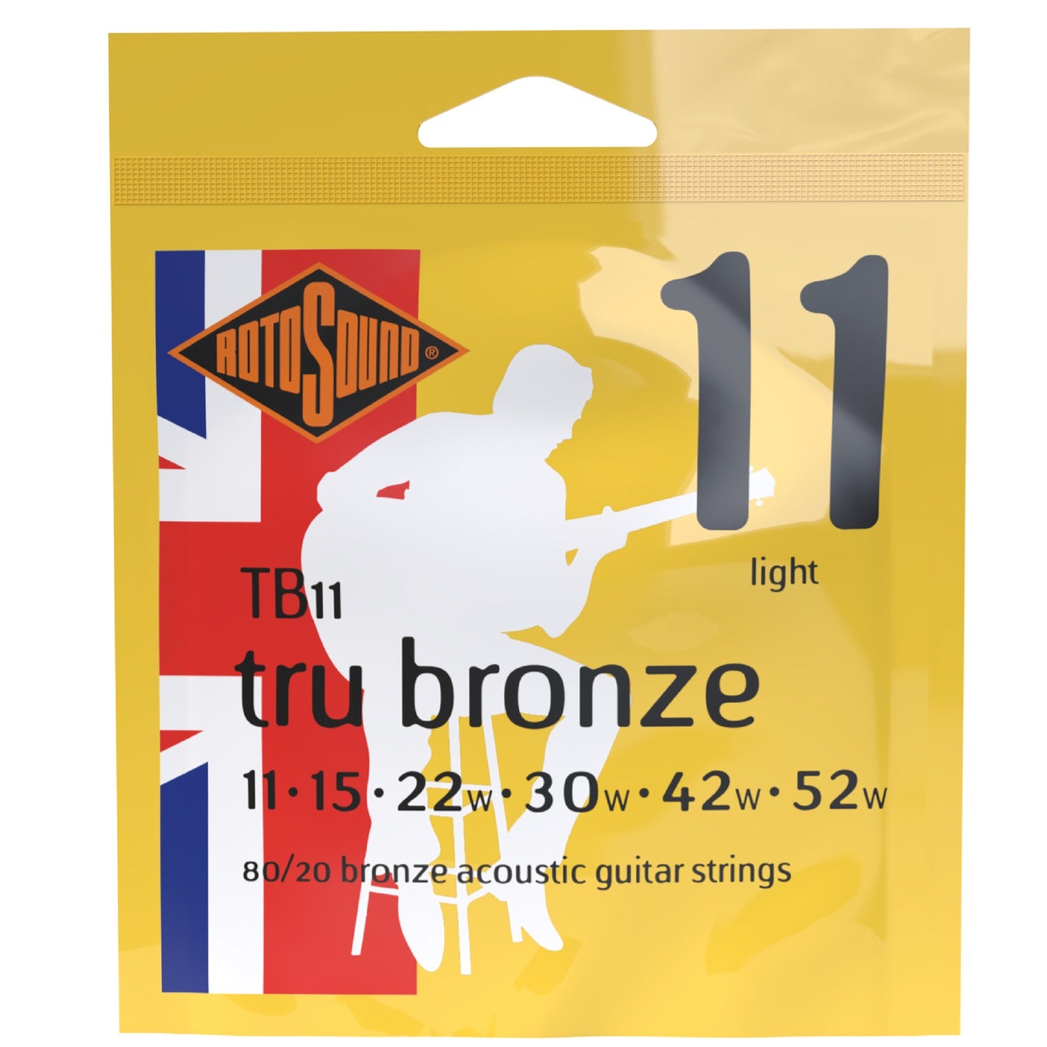 Rotosound Tru Bronze TB11 Brass Alloy Acoustic Guitar Strings, 11-52