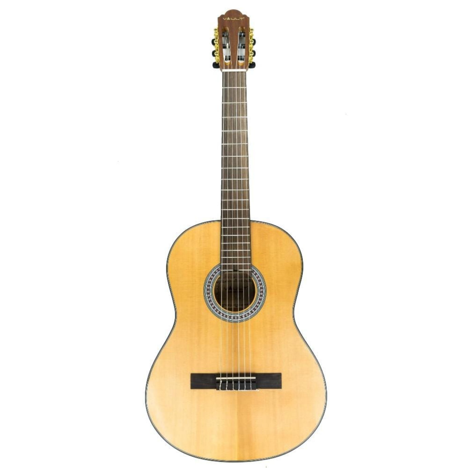 vault classical guitars natural matte vault cl-40 4/4 size premium solid spruce-top classical guitar with gigbag