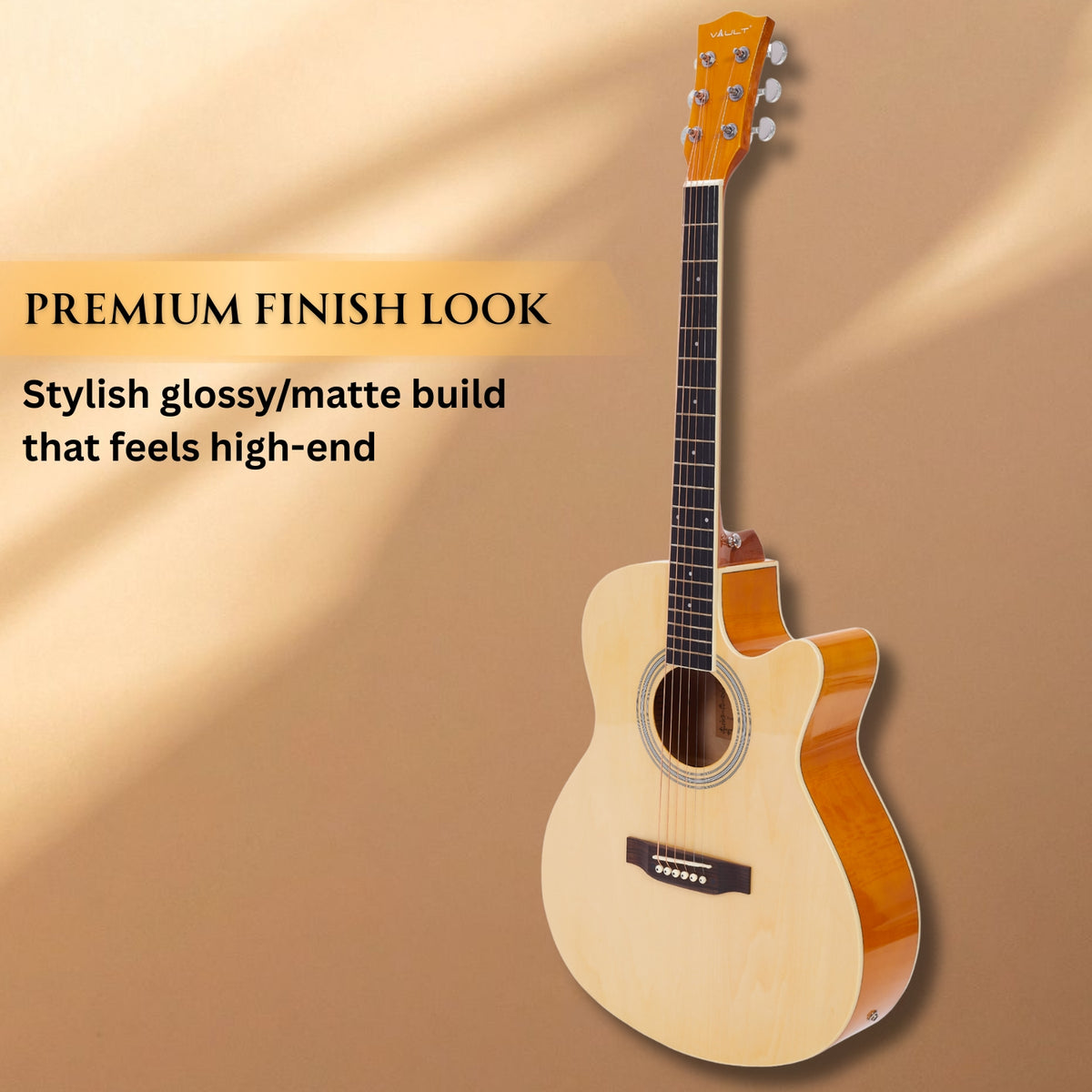vault electro acoustic guitars packwithtuner vault ea20ce 40 inch cutaway electro acoustic guitar with bag, strings, straps, picks, string winder, polishing cloth & ebook #style_packwithtuner,color_natural