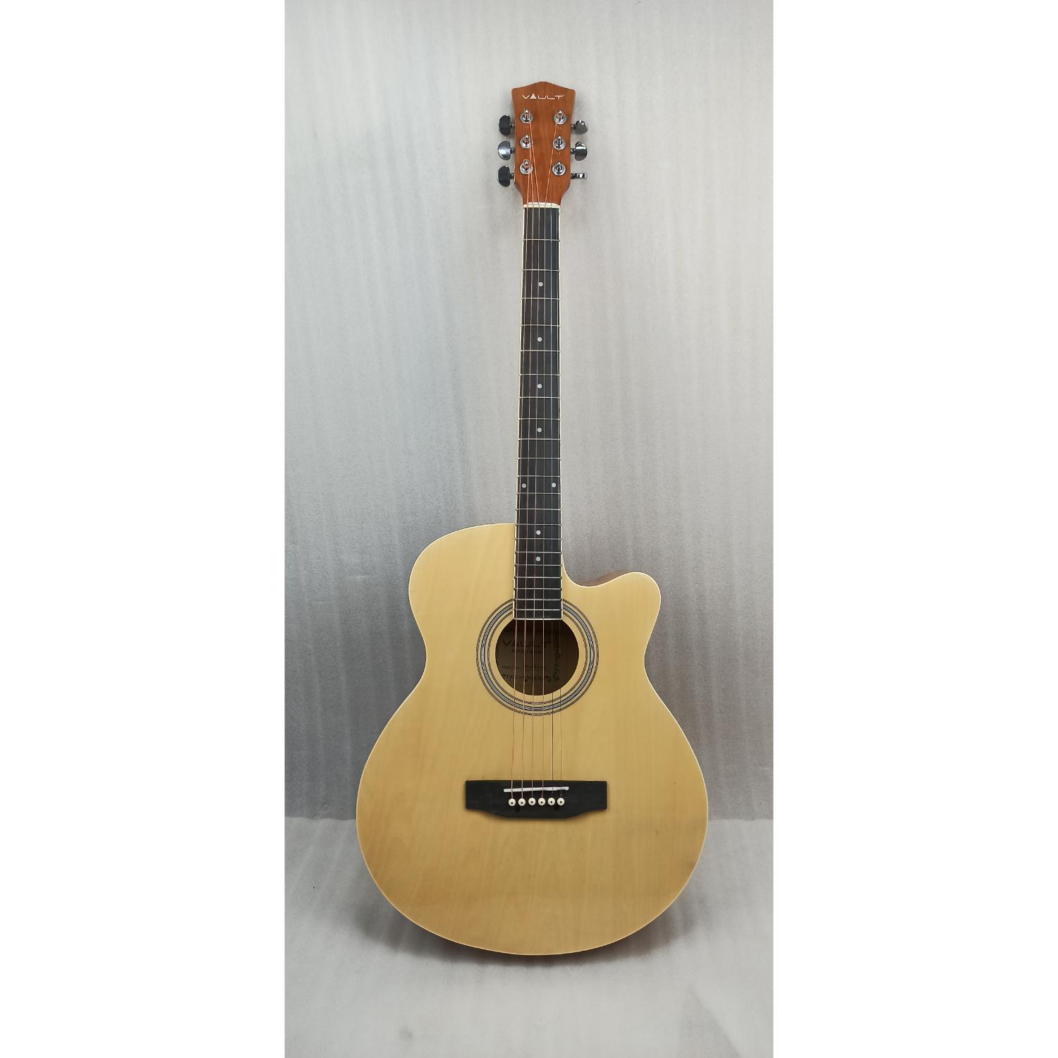 Vault EA20 Guitar Kit with Learn to Play Ebook, Bag, Strings, Straps, Picks, String winder & Polishing Cloth - 40 inch Cutaway Acoustic Guitar - Open Box B Stock