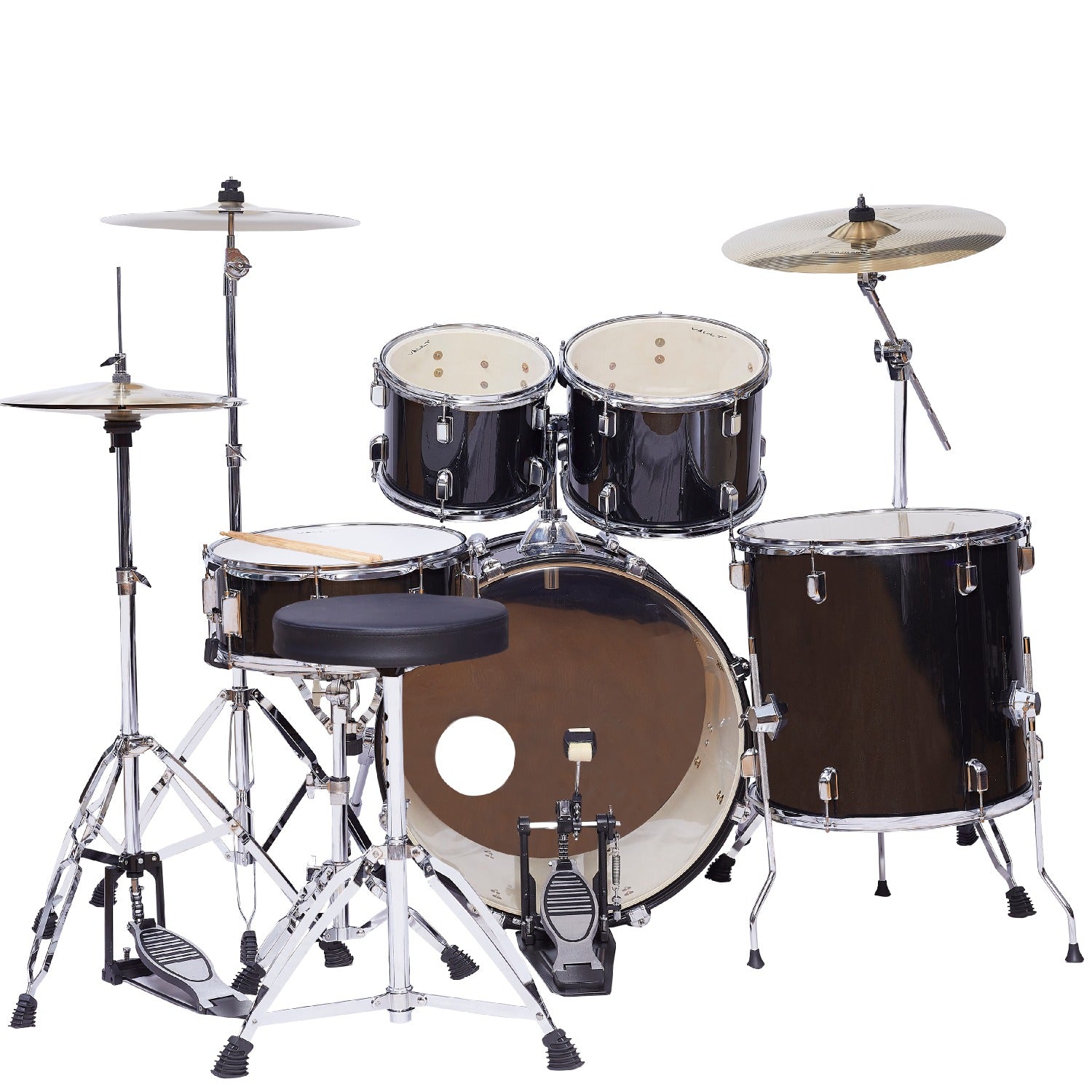 Vault Groover 22" 5-Piece Acoustic Drum Kit with Hardware, Cymbals & Throne