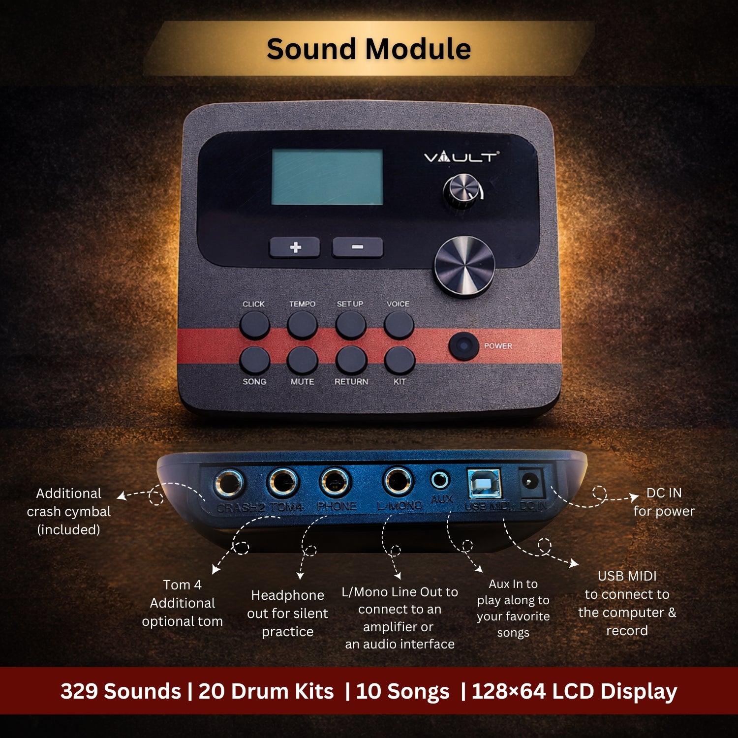 Vault Impact Fusion Electronic Drum Kit with Dual Zone Mesh Pads, Dual Zone Cymbals and Advanced Module with 300+ Sounds