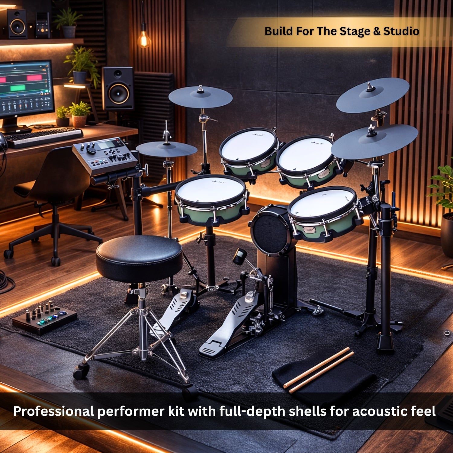 Vault Performer Electronic Drum Kit with Full-Size Mesh Pads, Triple Zone Cymbals and Advanced Module with 900+ Sounds